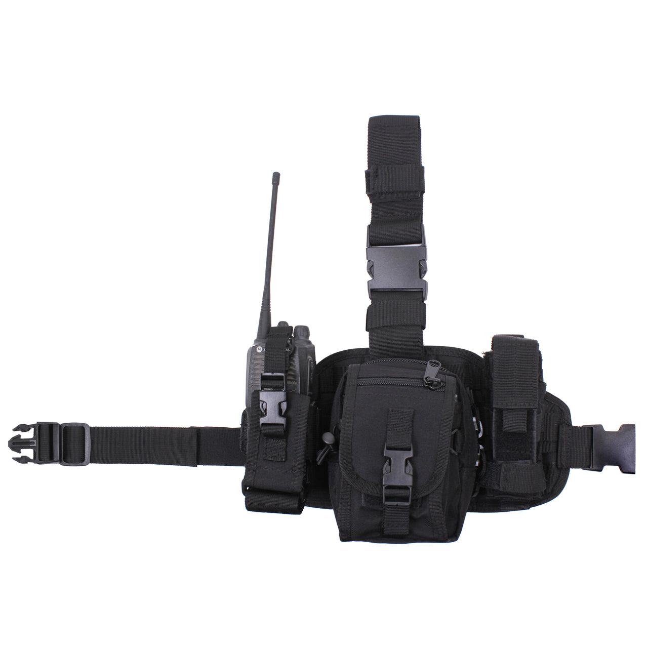 Rothco's Drop Leg Utility Rig features a 6¼” x 12¾” platform with MOLLE loops & padded back and 3 removable MOLLE compatible pouches. www.moralepatches.com.au
