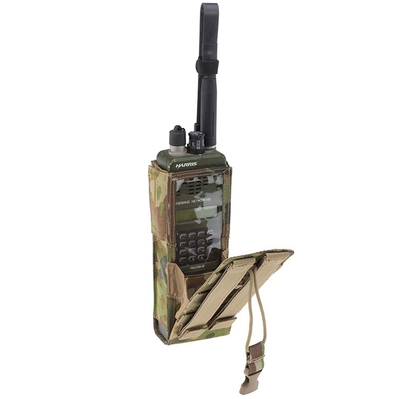 This pouch has been designed to fit the in service Harris 152 Radio with GPS module. The drop down feature of this pouch gives quick access to the screen and control panel of the radio without the need to remove the radio. www.moralepatches.com.au