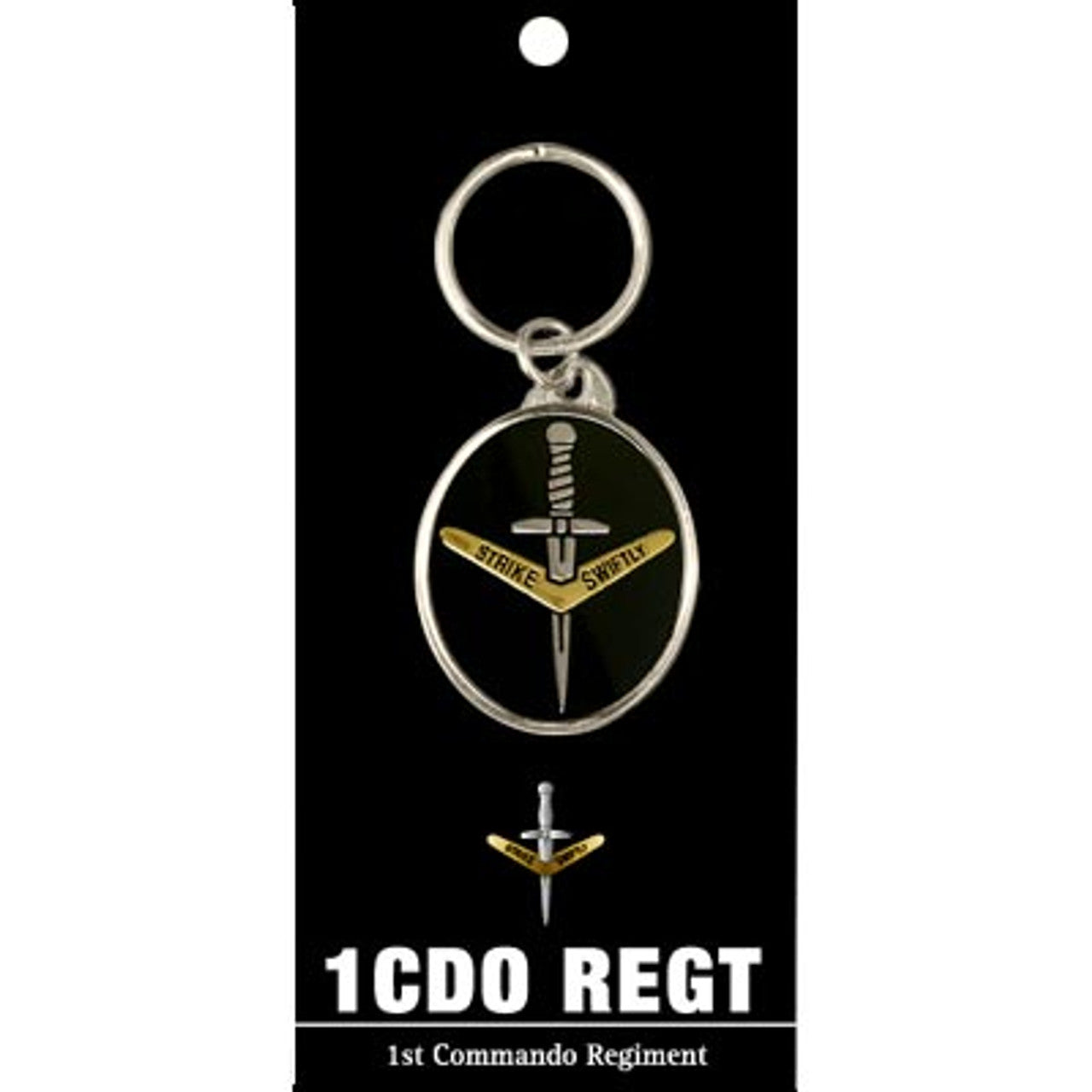Show off your sense of daring with the 1 CDO REGT Key Ring! This 40mm gold plated beauty is sure to spark conversations - all while keeping your keys organised with style. www.moralepatches.com.au