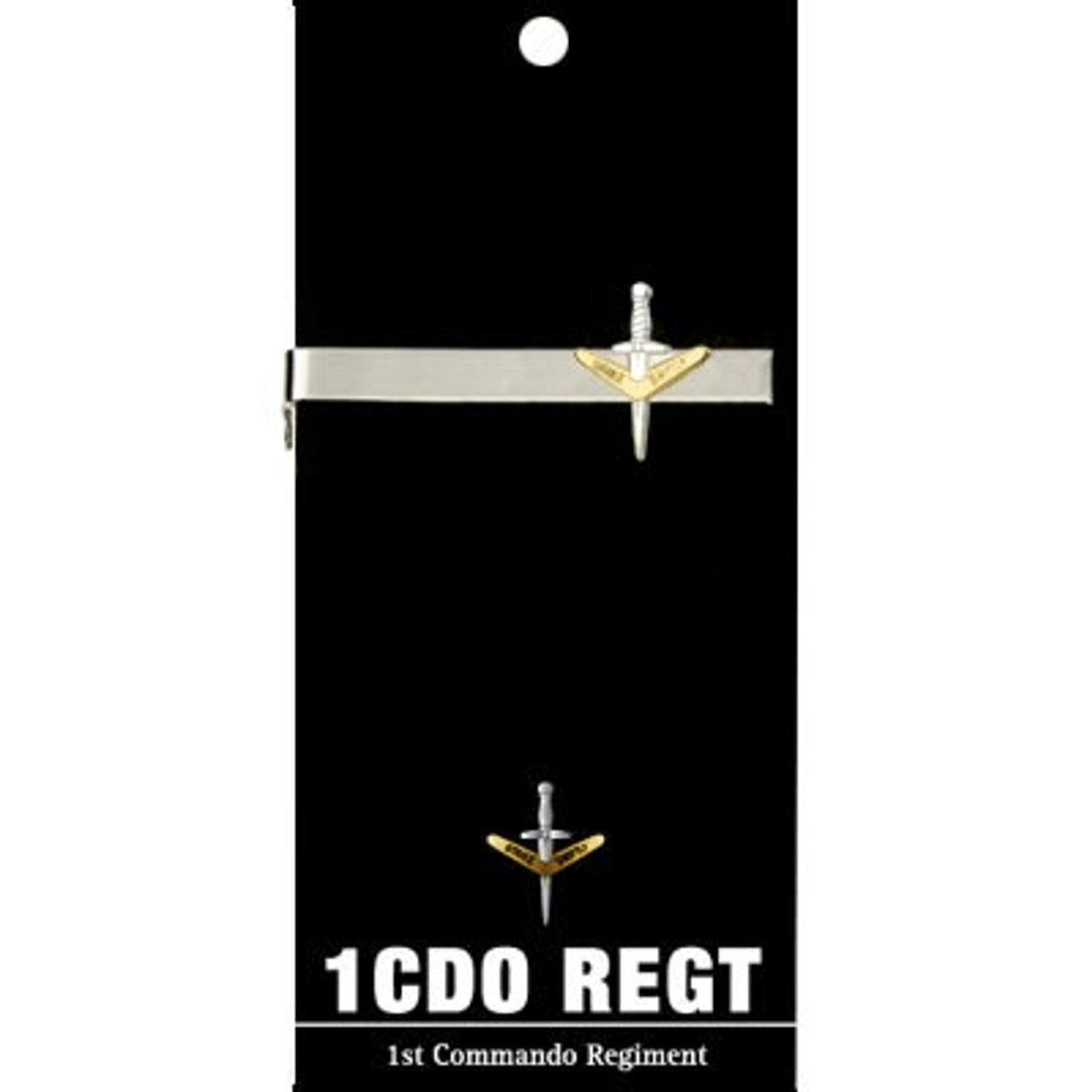Add a touch of elegance to your look with the 1st Commando Regiment (1 CDO REGT) 20mm enamel tie bar! Crafted with gold-plated material, this gorgeous tie bar is perfect for any work or formal occasion. www.moralepatches.com.au