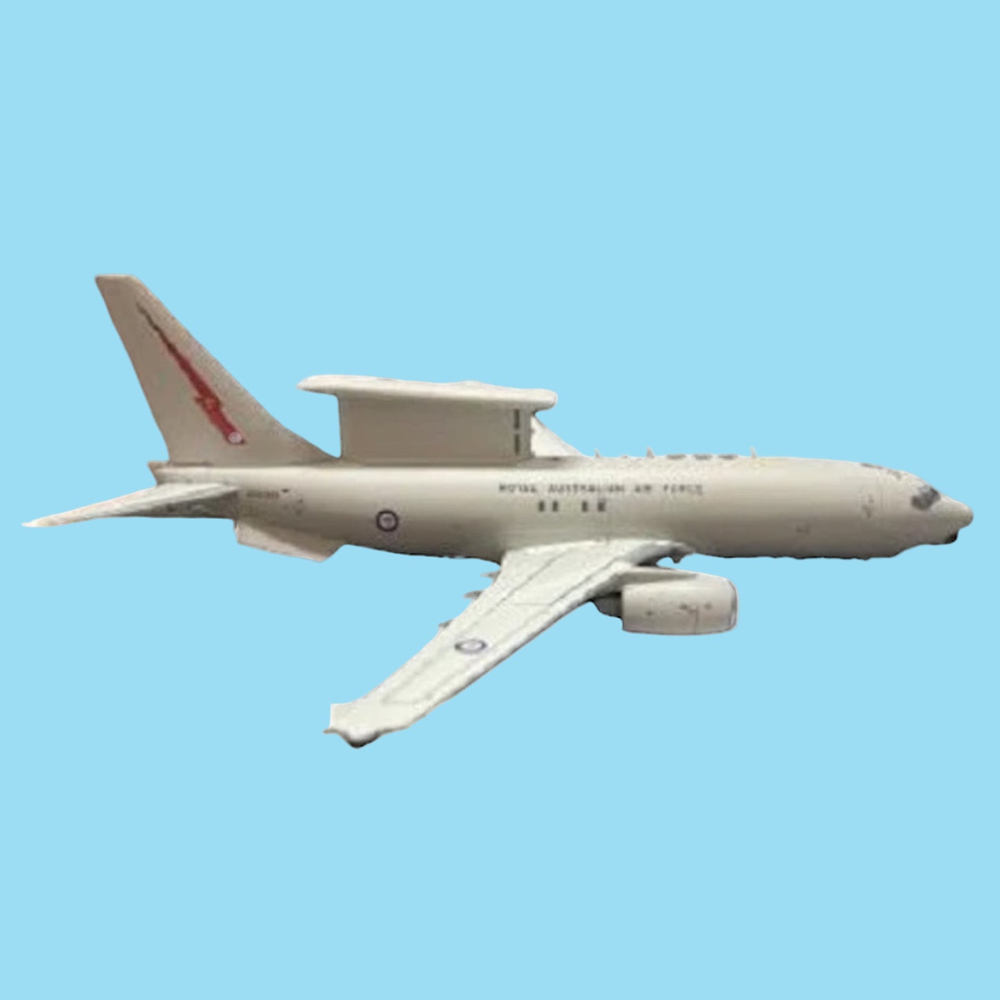 Showcase Australia's advanced airborne early warning capability with this impressive 1/200 scale E-7A Wedgetail from Gemini Jets, featuring RAAF aircraft A30-002. This meticulously detailed collectible celebrates the sophisticated surveillance platform that provides critical air defence and situational awareness for Australia's military operations. www.moralepatches.com.au