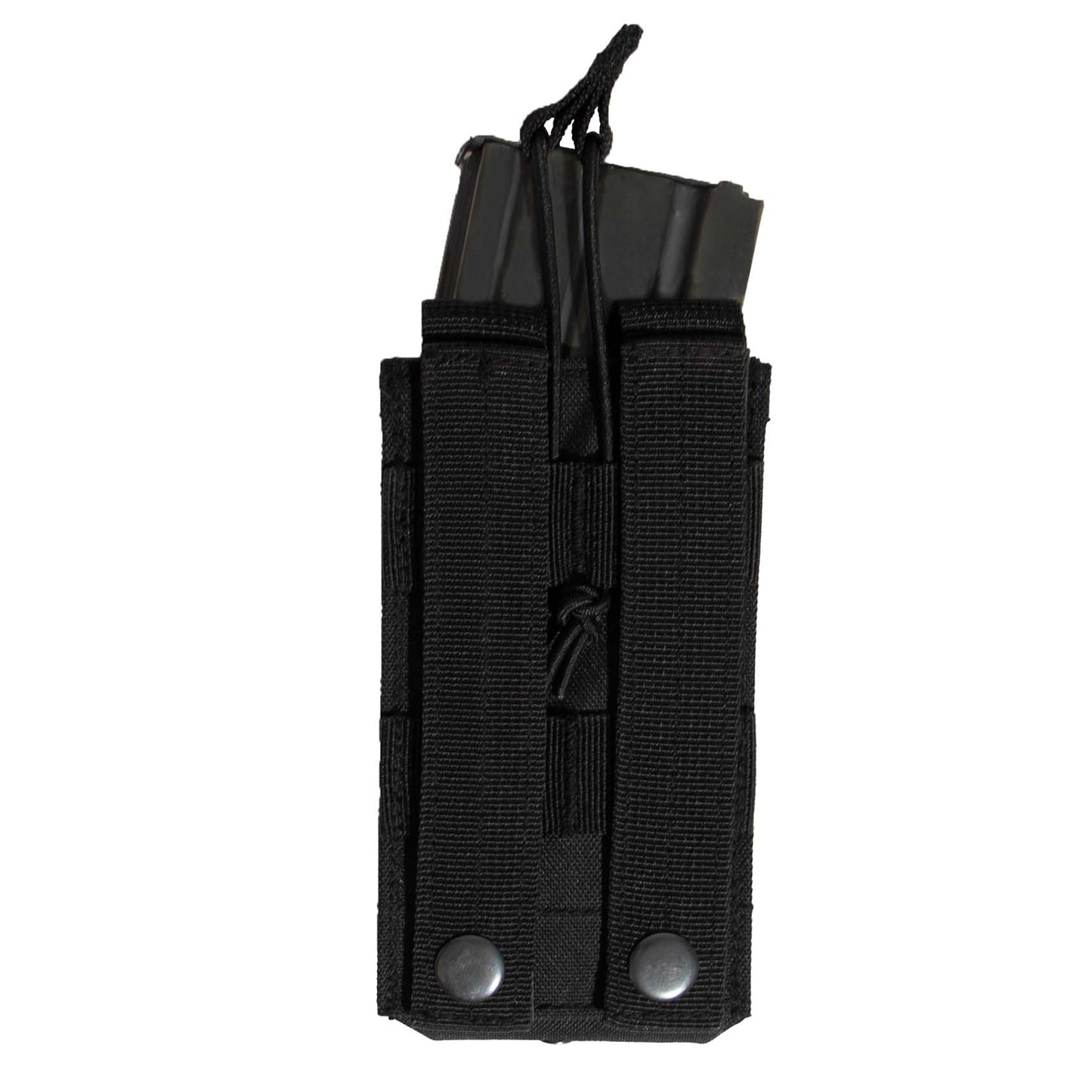 The MOLLE Open Top Single Mag Pouch fits most standard sized rifle magazines and features two MOLLE clips on the back for mounting on tactical vests. The tactical magazine pouch measures 3.75 inches X 5.5 inches X 1.25 inches. www.moralepatches.com.au