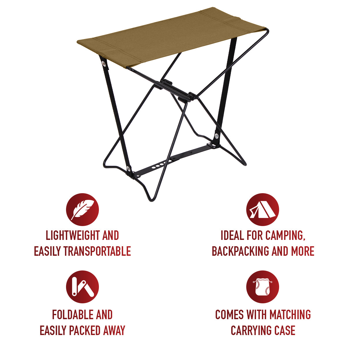 Stay comfortable wherever you are with the Tactical Folding Camping Stool. Designed for easy transport, this lightweight stool is ideal for camping, hiking, or enjoying sports events. www.moralepatches.com.au
