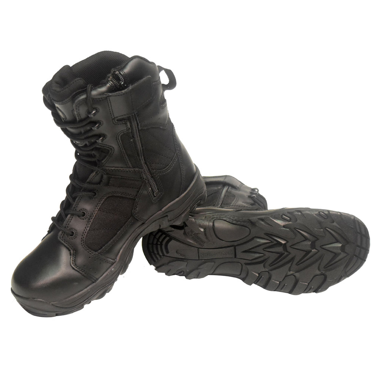 The Smith & Wesson 8 Inch Performance Tactical Boot features an ankle lace lock for precise lace adjustments. With a 12mm cushioned inner sole and non-metallic construction, this tall boot offers ultimate comfort and durability. Made with a combination of leather and nylon and equipped with a moisture-wicking lining, these boots have a slip and oil resistant non-marking sole in classic black. www.moralepatches.com.au