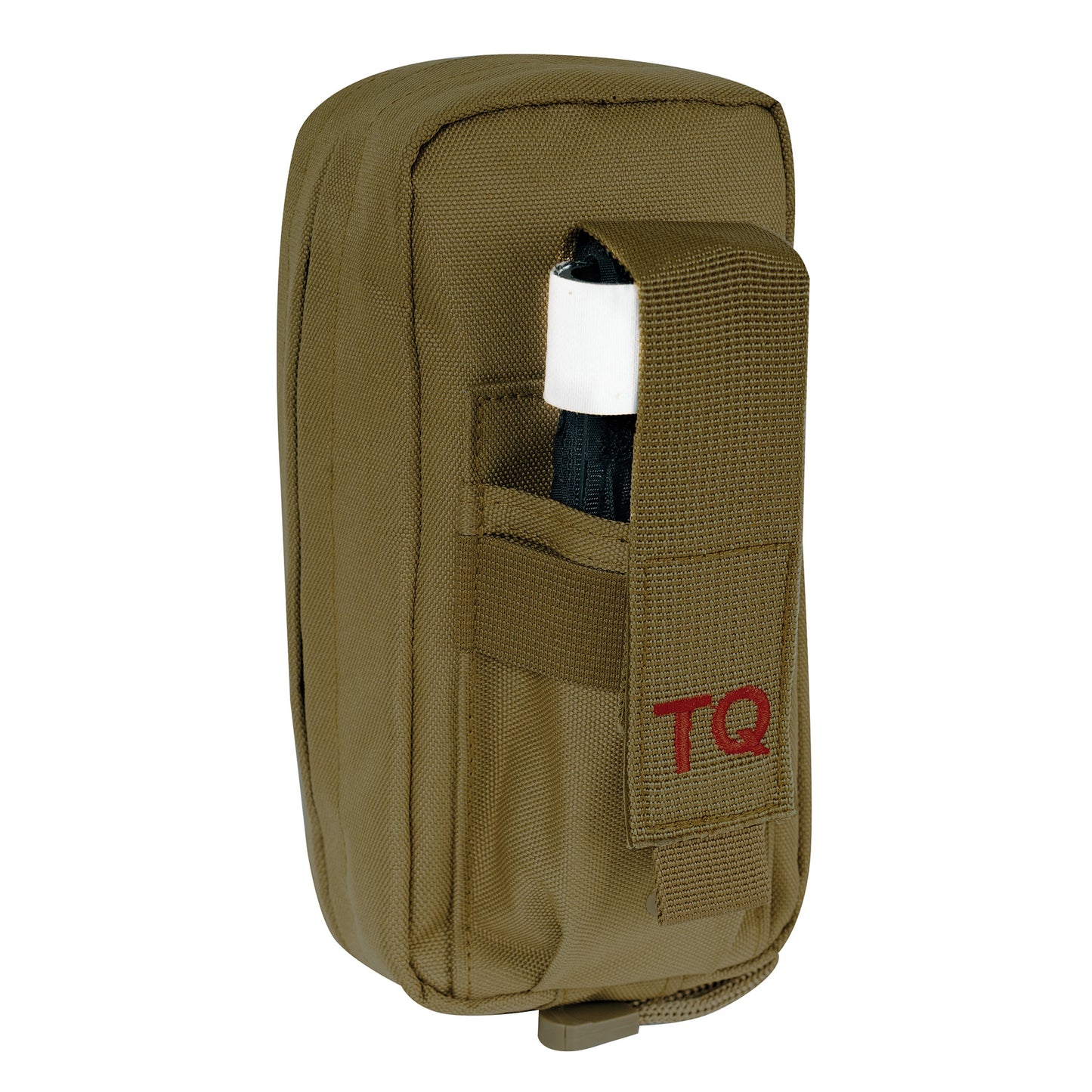 Fast Action First Aid Tourniquet Pouch is designed for rapid access to first-aid gear in situations where every second counts. The exterior pocket secures your tourniquet with a webbing flap featuring a hook and loop closure and elasticized polyester for a secure fit. The fast action pull tab allows easy one-handed access for self-use. www.moralepatches.com.au