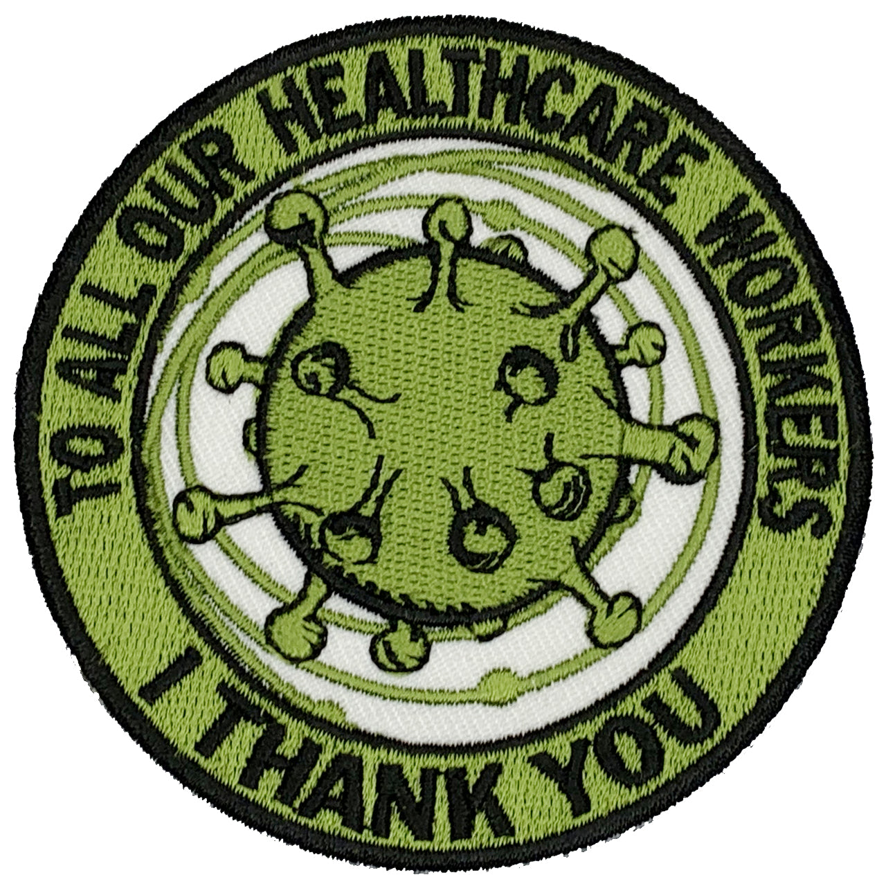 To all healthcare workers, I thank you Covid 19 pandemic 2020 Iron On Patch. Great for attaching to your jackets, shirts, pants, jeans, hats. Size: 7.62cm www.moralepatches.com.au