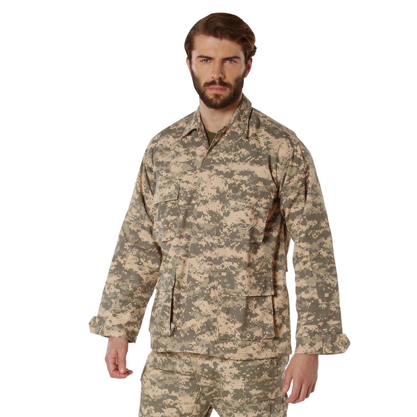 Rothco's B.D.U. Shirts feature a Poly/Cotton Twill material that is durable yet comfortable. The BDU Shirt Jacket offers maximum utility with four large button-down bellowed pockets and front button pocket with a secure flap closure and adjustable button tab cuff sleeves. www.moralepatches.com.au