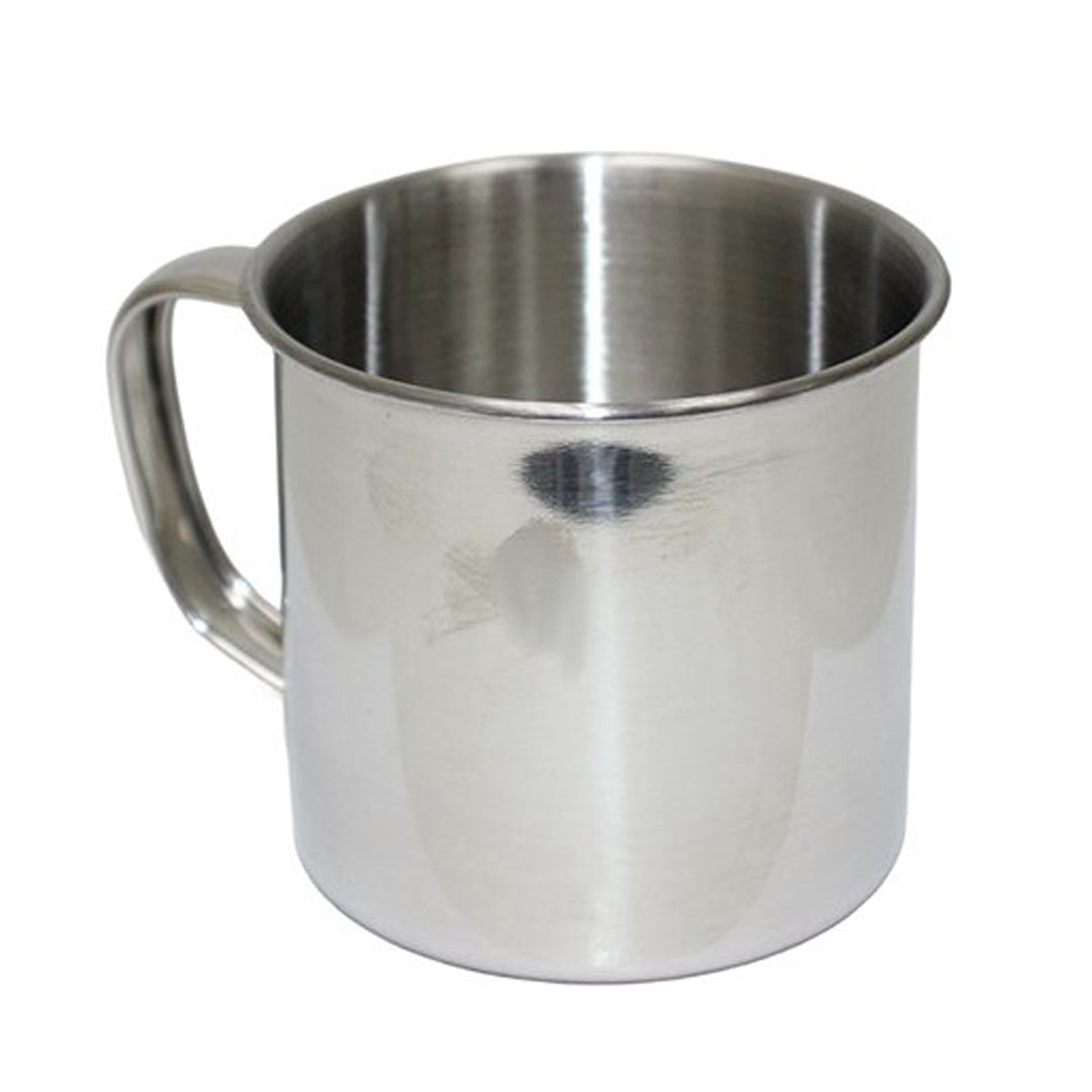 The 8cm stainless steel mug is great for hiking, camping and travelling.
Sturdy and lightweight, this is a mug you can heat with over gas or open fire for a nice cup of tea or to purify your water. Perfect size for rehydrate your food. I’ll cheers to that! www.moralepatches.com.au