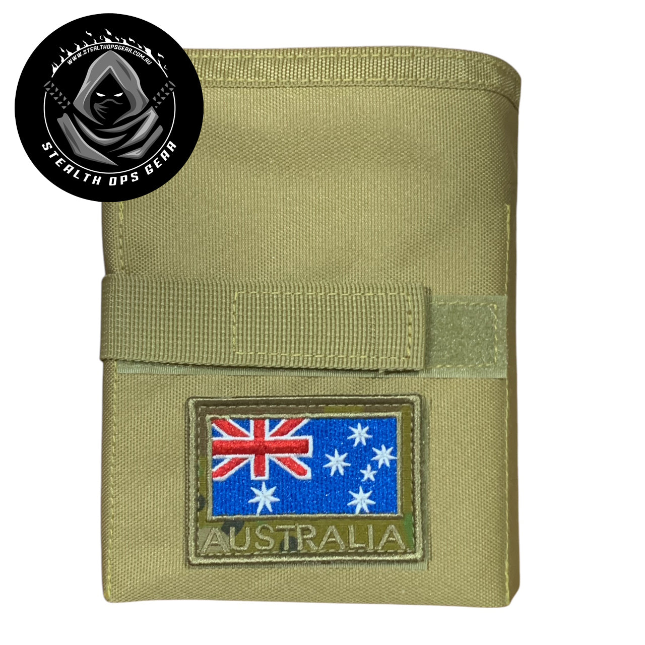 Designed on the Gold Coast, Australia this Khaki notebook cover is a must for your field administration needs. This can hold a notebook and viewee twoee plus 4 pens or pencils. Also to finish off the outer layer we have added a strap and velcro loop in khaki to help give this notebook the perfect feel. www.moralepatches.com.au