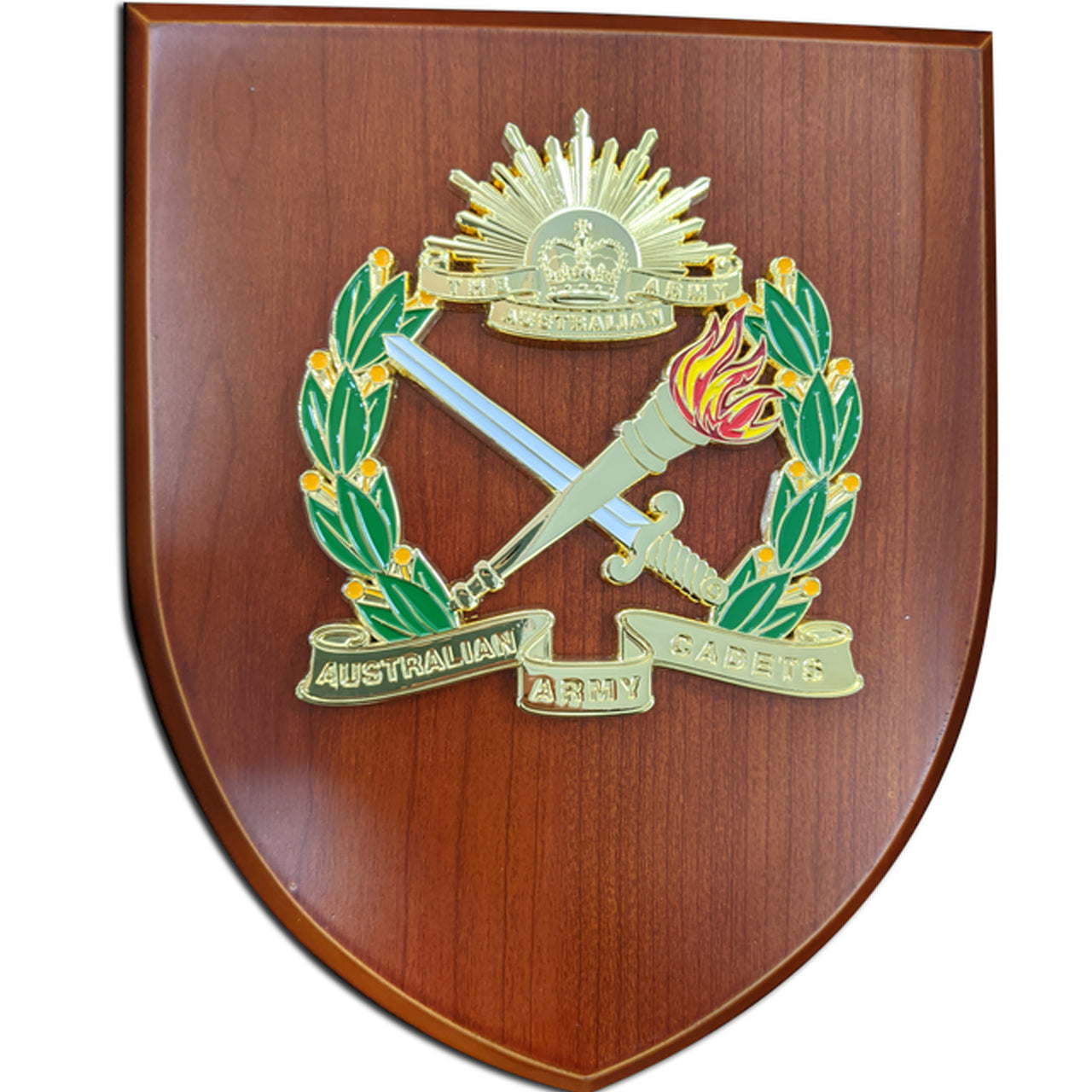 An Exceptional Australian Army Cadet (AAC) Plaque is now available for order. This exquisite plaque showcases a stunning 100mm full colour enamel crest, elegantly placed on a 200x160mm timber finish shield. It comes beautifully presented in a sleek silver gift box, complete with a form cut insert. www.moralepatches.com.au