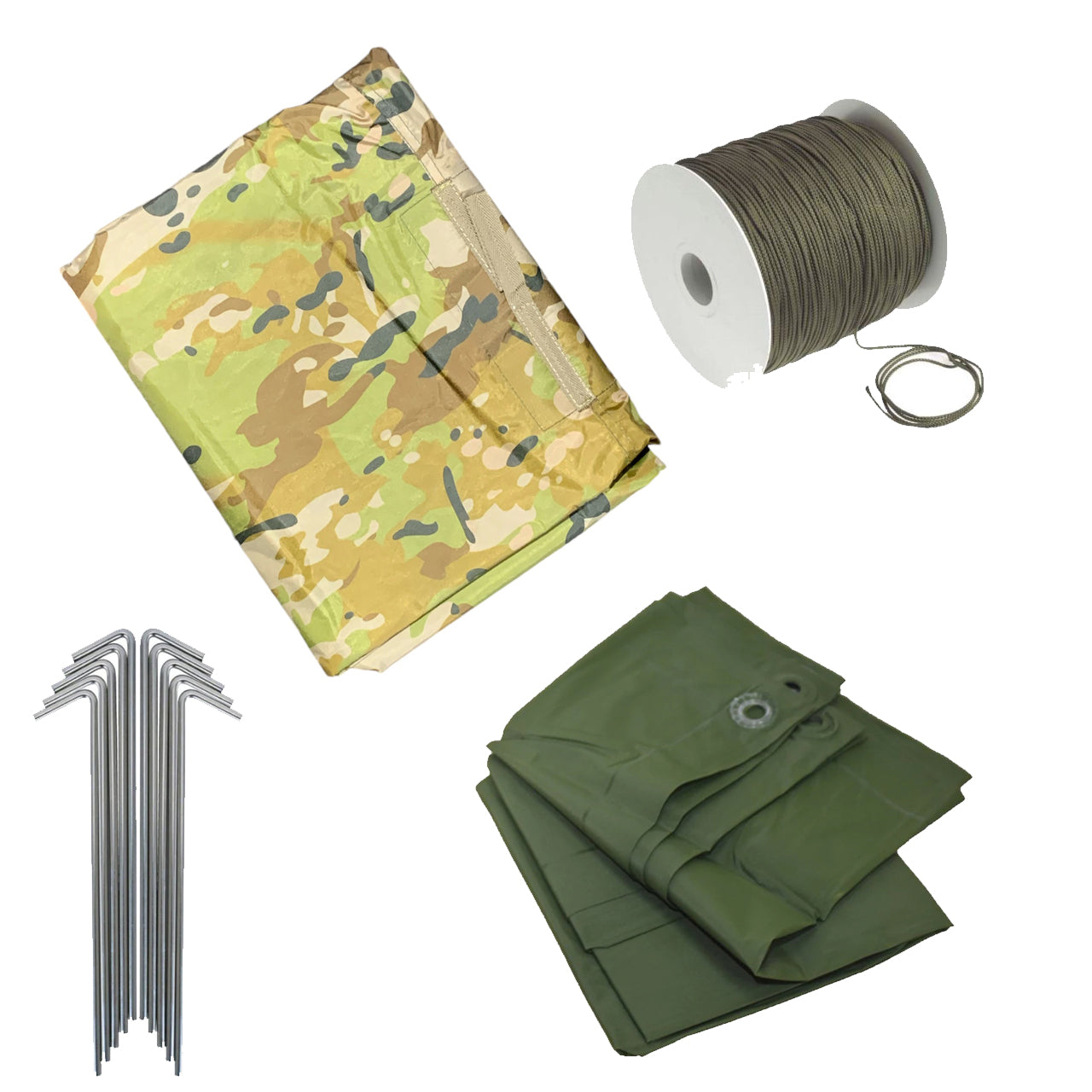 hoochie tent AMCU Hoochie Ground Sheet Hoochie Cord and Tent peg Bundle – Morale Patches Australia