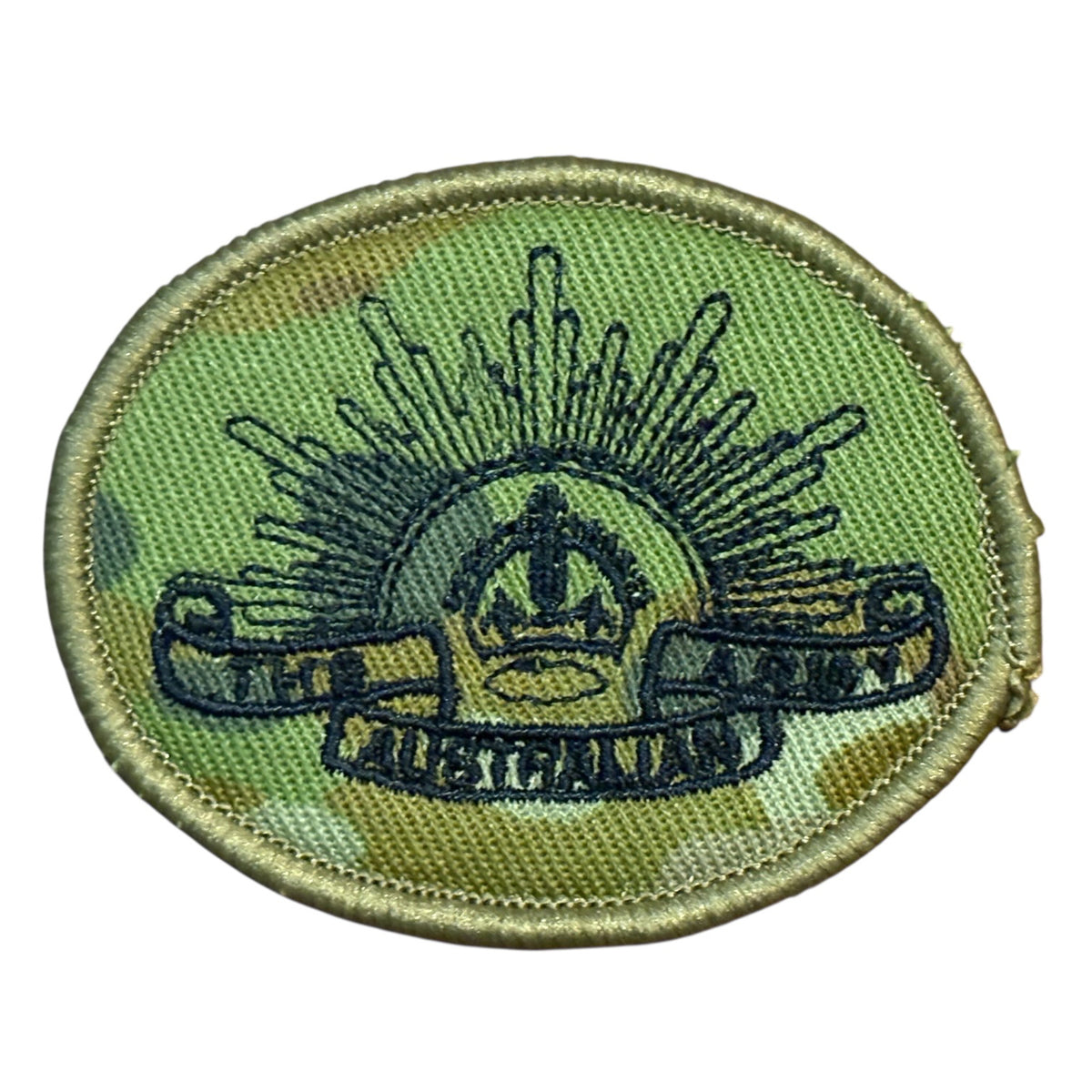 AMCU Kings Crown Australian Army Rising Sun Biscuit Shoulder Patch
Plain backed
6.5cmx4.7cm
Plain Backed for uniforms www.moralepatches.com.au