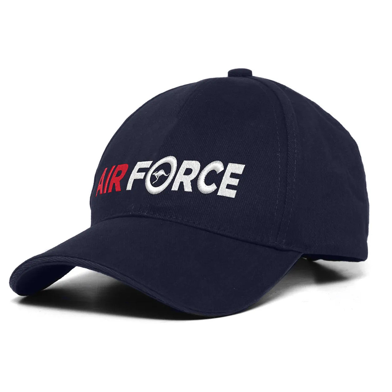 Classic curved peak cap with Royal Australian Air Force colour logo. One-size-fits-all with adjustable plastic tab fastener at rear. 100% cotton. www.moralepatches.com.au