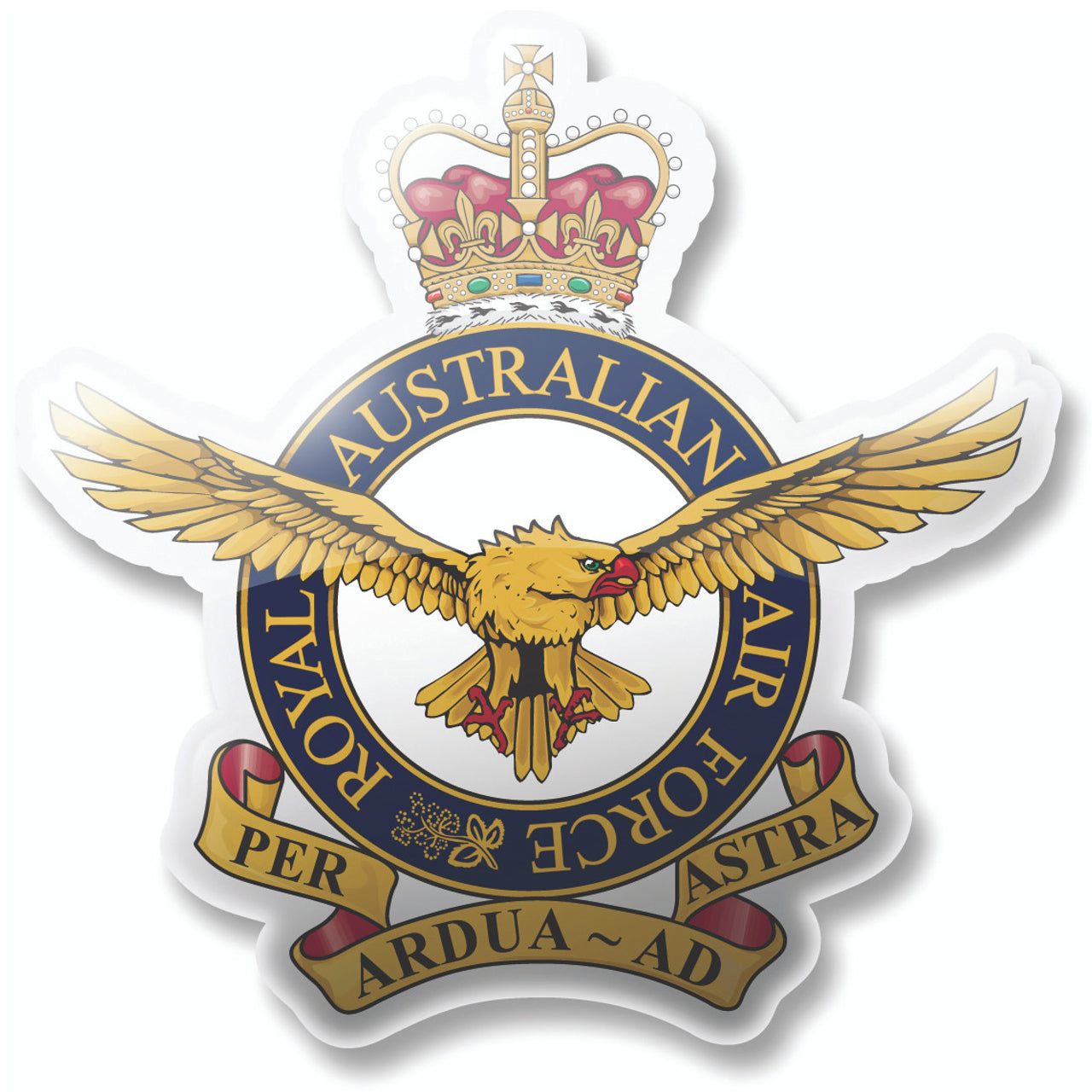 Show your pride with this vivid full colour print of the Royal Australian Air Force crest magnet! Keep your treasured memories and important reminders in sight with this eye-catching design! Size: 96mm x 96mm www.moralepatches.com.au