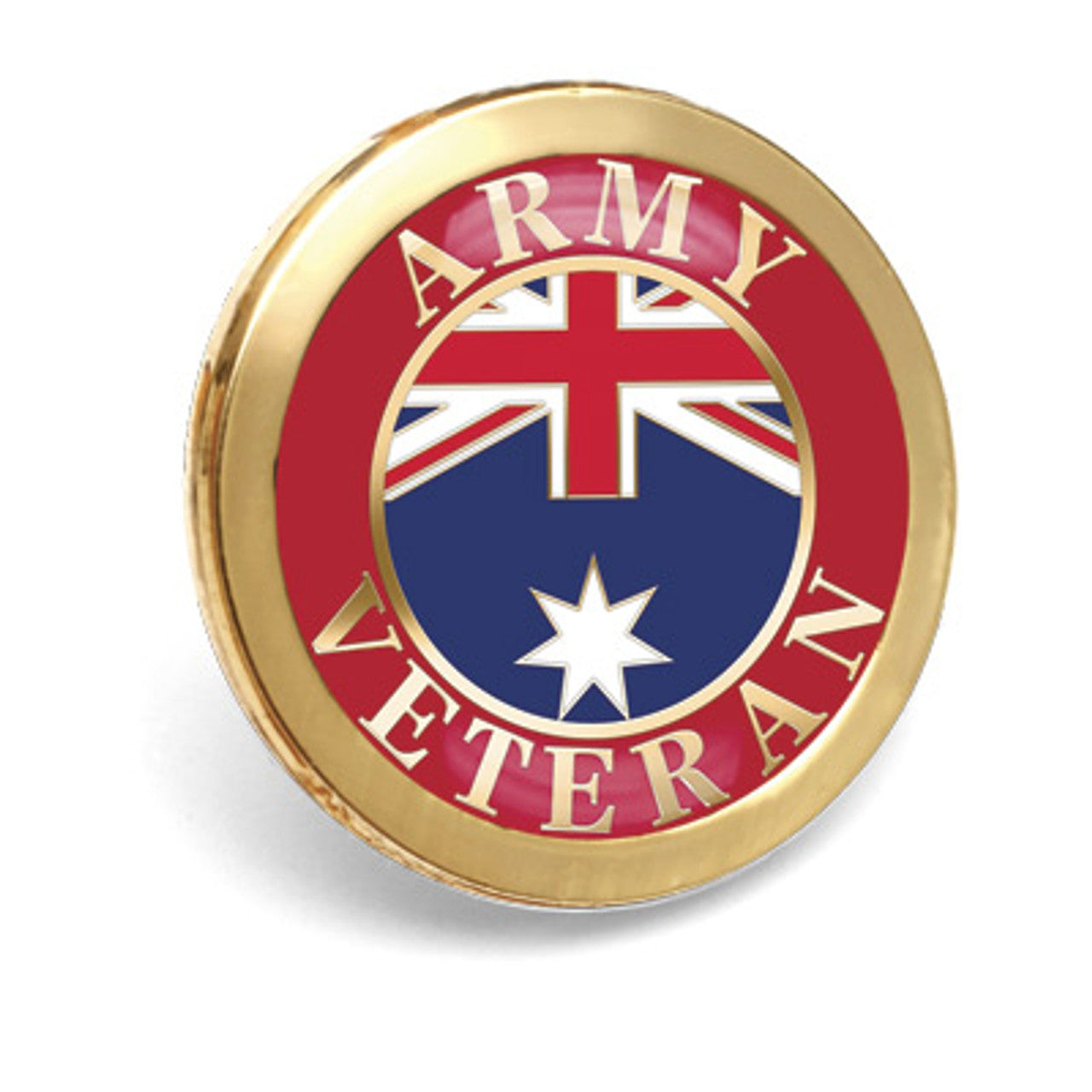 Showcase your dedication and commitment with this beautifully crafted enamel over metal veterans' badge. Embodying the spirit of the Australian Army, this tasteful pin is suitable for wear on any occasion. Measuring 20mm, this eye-catching pin is securely fastened with a durable butterfly pin. www.moralepatches.com.au