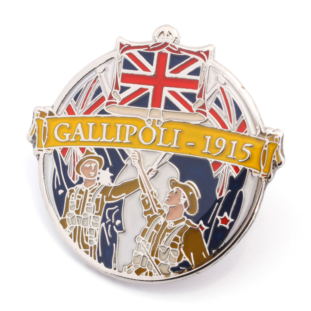 A unique addition to any lapel or coat, this striking Australian & New Zealand Gallipoli Lapel Pin is a fantastic commemorative piece with unique artwork. Inspired by the WWI illustration 'A.N.Z.A.C' by artist and illustrator W. Otho Hewett, www.moralepatches.com.au