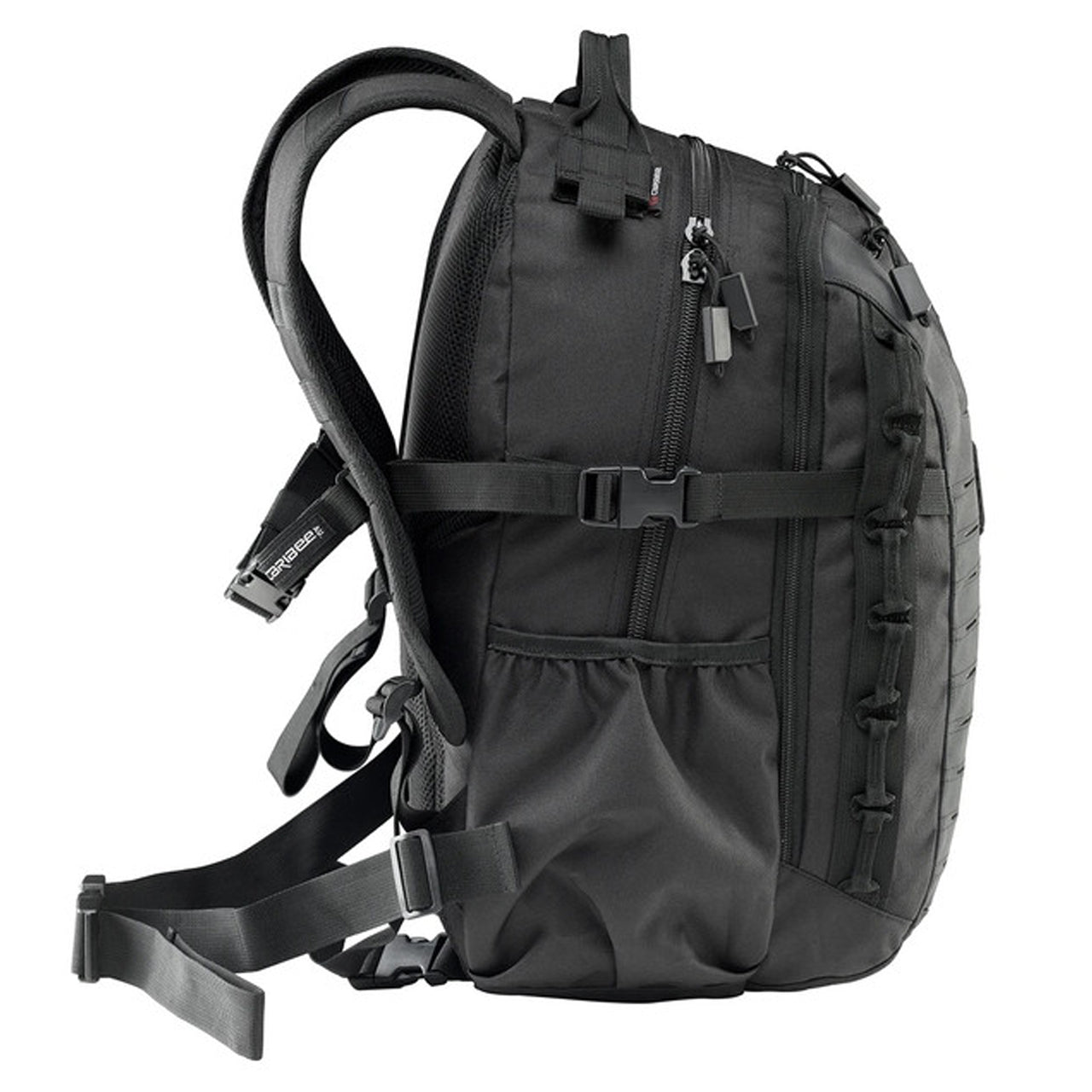 Volume: 35L/50 x 32 x 24cm Military inspired multi-compartment 35L daypack Action Back Extreme padded harness system Sternum strap & removable webbing hip belt for improved pack stability Hydration Ready – just add 2L or 3L reservoir Molle webbing attachment points Front panel HD laser cut lashing points HD webbing carry handle with hydration exit port Multiple internal storage pockets Side accessory/bottle pockets www.moralepatches.com.au