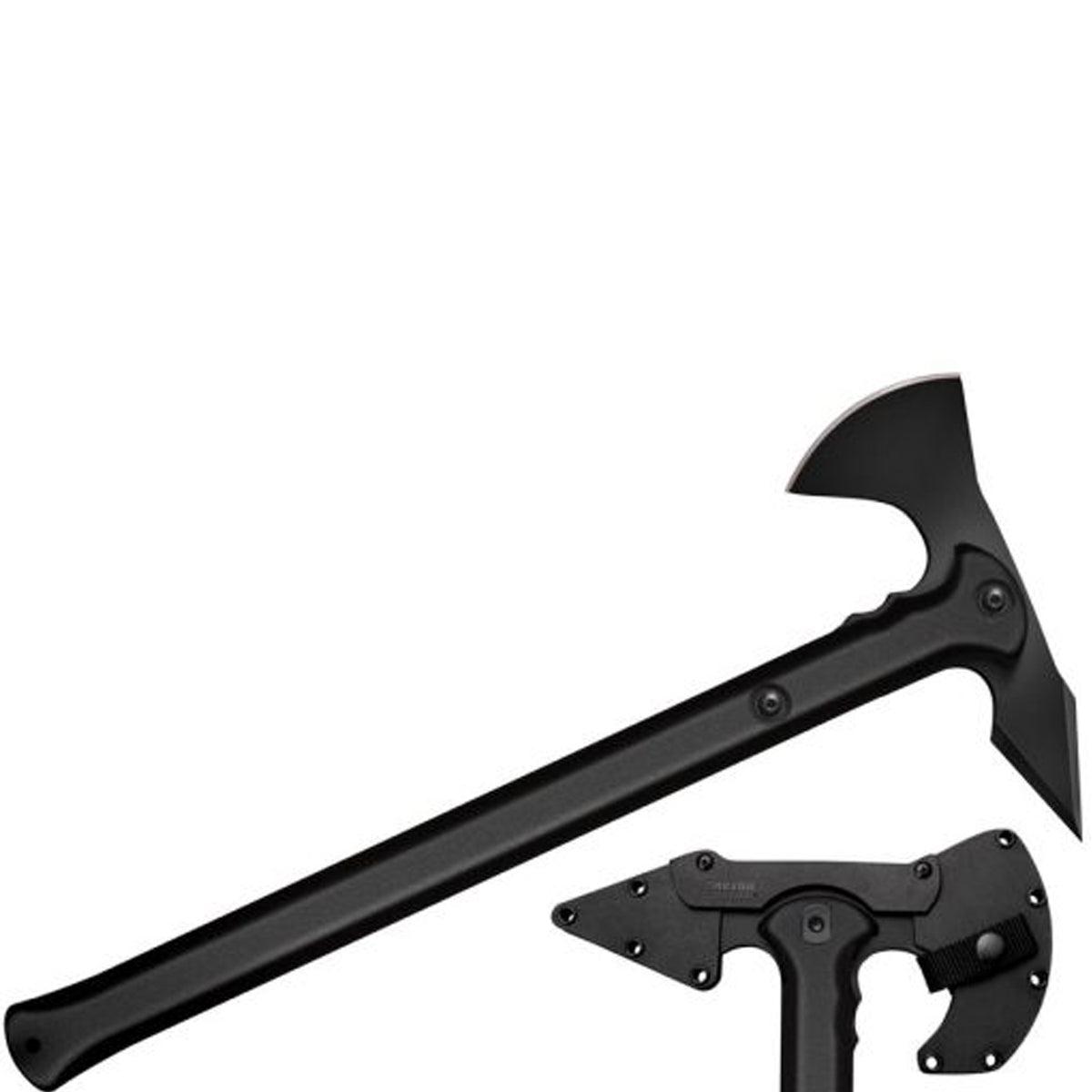 The Cold Steel Trench Hawk features a sharp cutting edge and wedge-style spike, offering numerous tactical “options” for our nation’s modern warriors. Drop forged from 1055 carbon steel and differentially hardened, the head of the Trench Hawk will withstand tremendous blows as well as the awful stress of prolonged hard use. www.moralepatches.com.au
