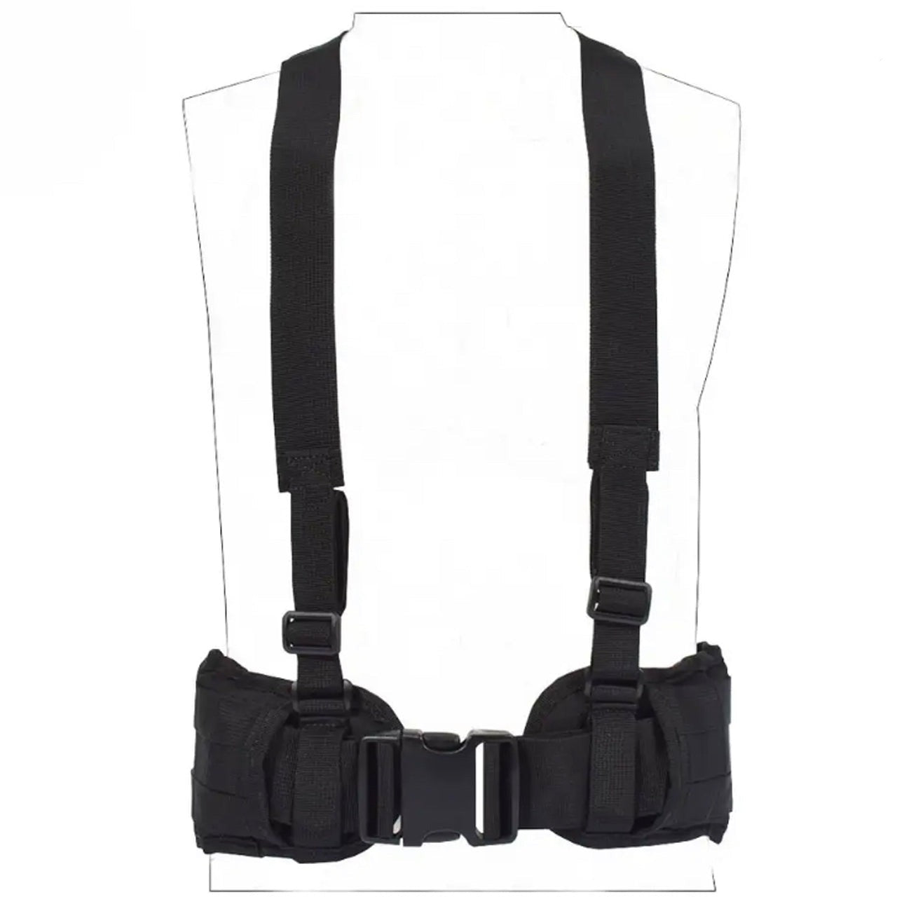 Boasting three rows of MOLLE-designed webbing straps for easy pouch attachment, the Cross Harness Platform is a lightweight, low-profile option with adjustable waist straps (34-64 inches) and easy-release, high-quality buckles. www.moralepatches.com.au colour black