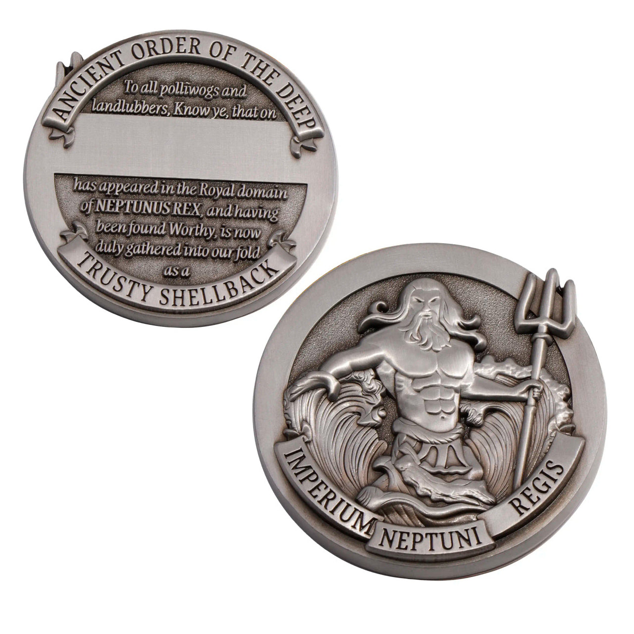 Celebrate a time-honoured maritime tradition with the Crossing the Line Shellback Medallion. This 48mm antique silver-plated medallion pays homage to the ancient custom of 'Crossing the Line' ceremonies, a tradition that found its way into the esteemed ranks of the Royal Australian Navy. www.moralepatches.com.au