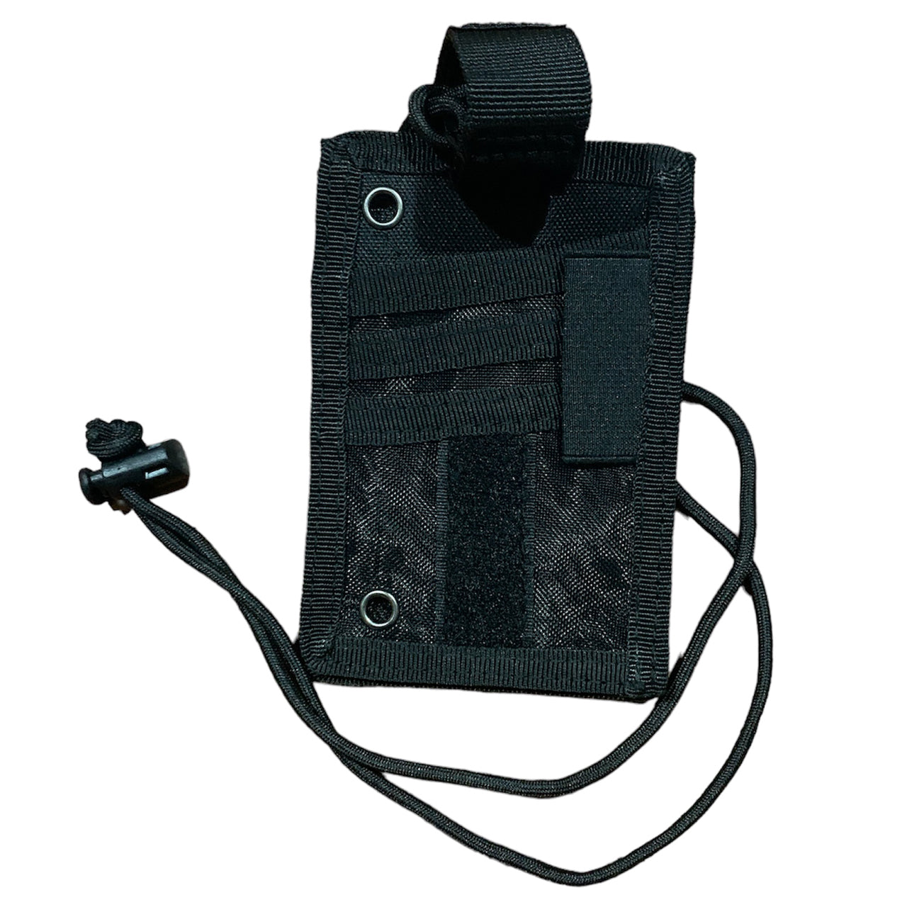 Elevate your tactical gear with the Elite Tactical MOLLE Capable ID Holder in Black. Its convenient front ID window and MOLLE compatibility make it the perfect accessory for attaching to your equipment or wearing around your neck. With space for a pen and three separate card slots in the back, this holder offers added security for your valuables. The tear away front ID holder and included paracord with toggle add a rugged and functional touch. www.moralepatches.com.au