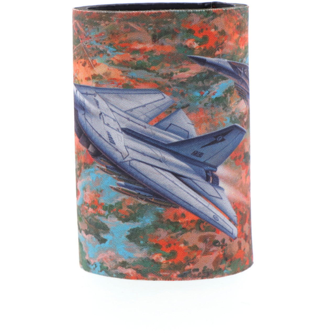 The eye-catching design showcases Harrison's artwork titled "Seek, Strike and Return" along with a schematic of the aircraft in the base. Made from durable neoprene, this cooler is perfect for keeping your drinks cold. The limited edition details inside add to its exclusivity. Don't miss out on this unique piece from the Iconic Aviation Collection. www.moralepatches.com.au