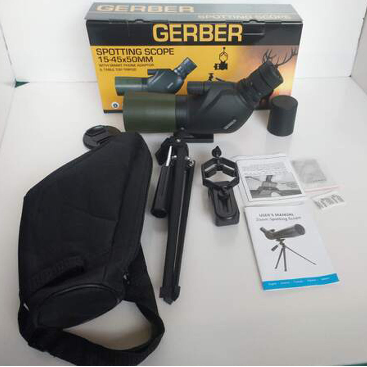 The GERBER 15-45x50mm is one of the most unique spotting scopes in the market. Economical and compact, it offers high magnifications in a 45 degree eyepiece design. The rubber armoured exterior is both, attractive and durable. www.moralepatches.com.au