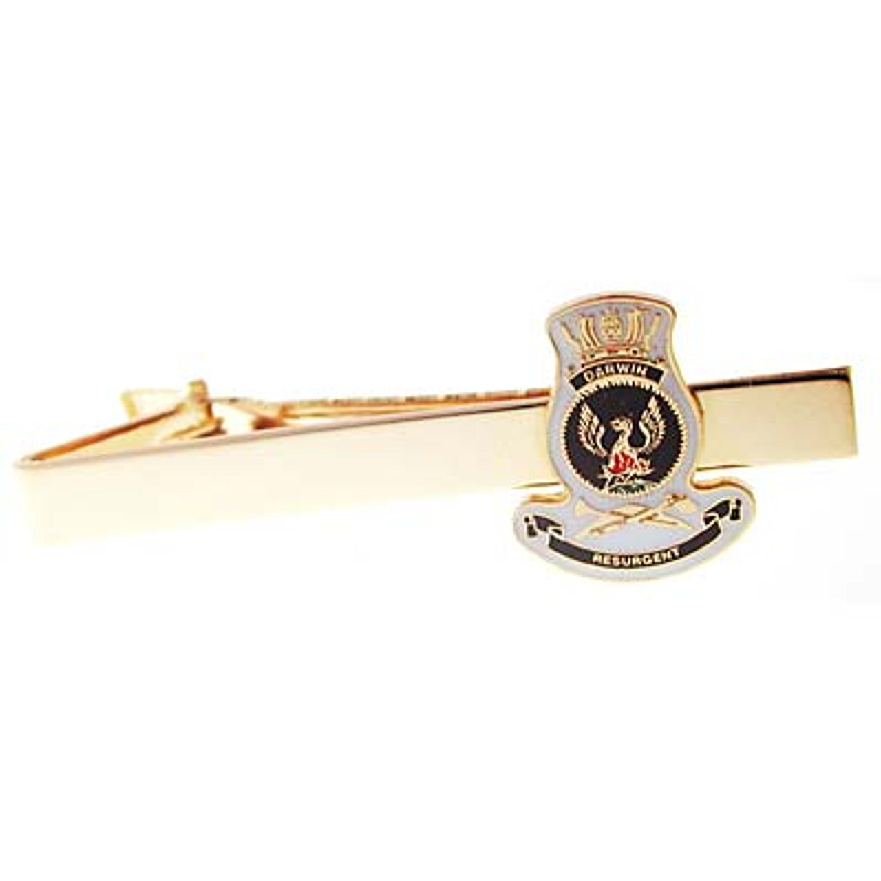 Add a touch of elegance to your look with the HMAS Darwin 20mm enamel tie bar! Crafted with gold-plated material, this gorgeous tie bar is perfect for any work or formal occasion. www.moralepatches.com.au