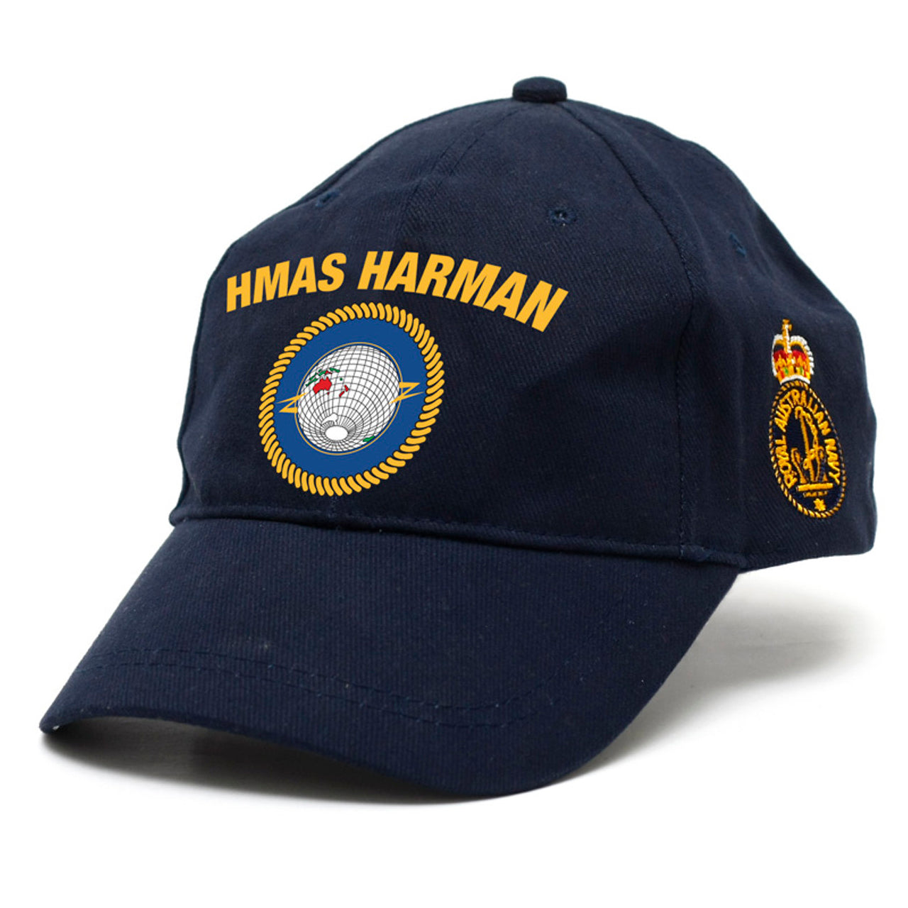 The HMAS Harman Policy Cap is a must-have accessory for military enthusiasts. Made from high-quality heavy brushed cotton, this cap features the prestigious Navy Ceremonial badge on the left side. www.moralepatches.com.au