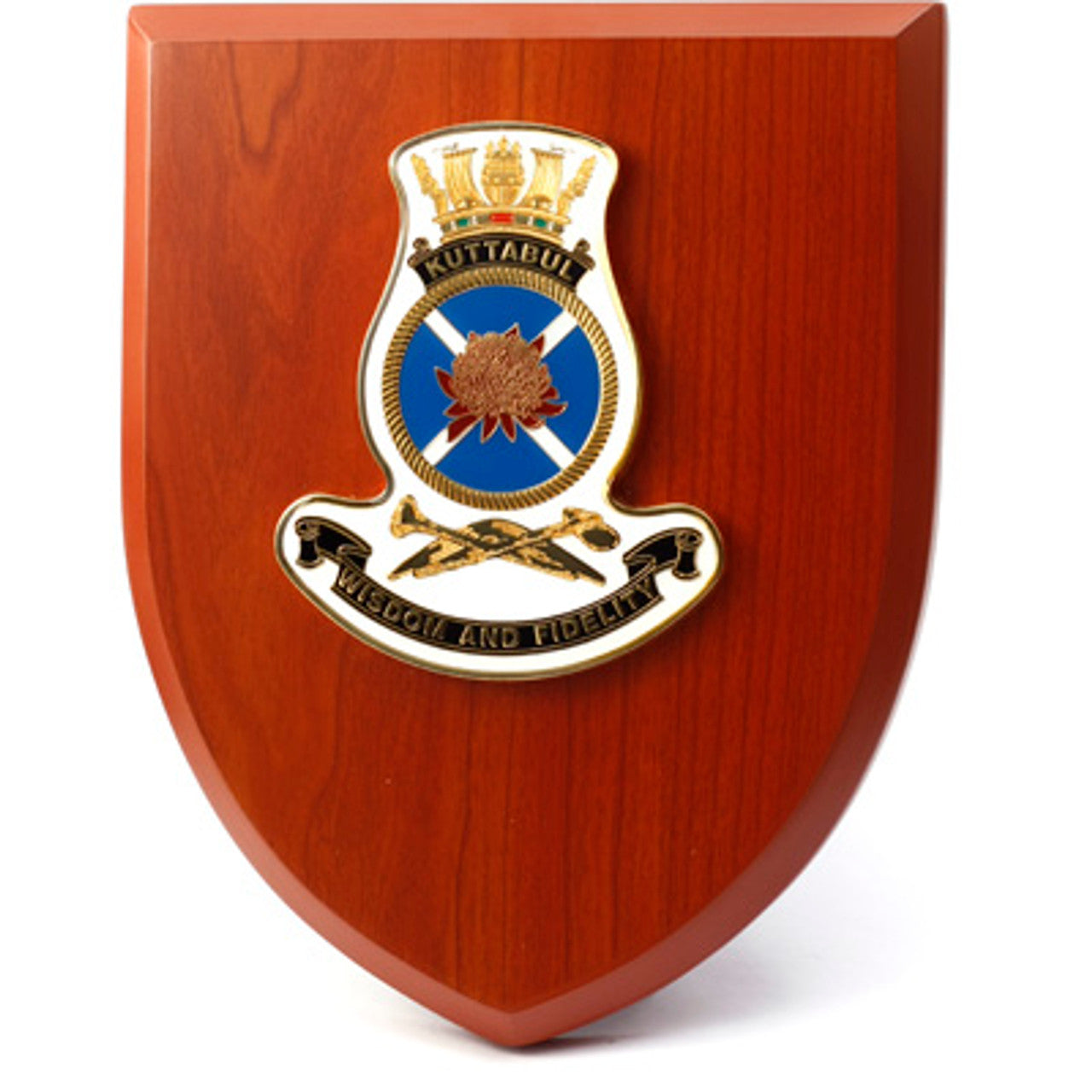 The Exceptional HMAS Kuttabul Plaque is a truly remarkable piece that is sure to impress. This beautiful plaque showcases a stunning 100mm full colour enamel crest, elegantly set on a 200x160mm timber finish shield. www.moralepatches.com.au