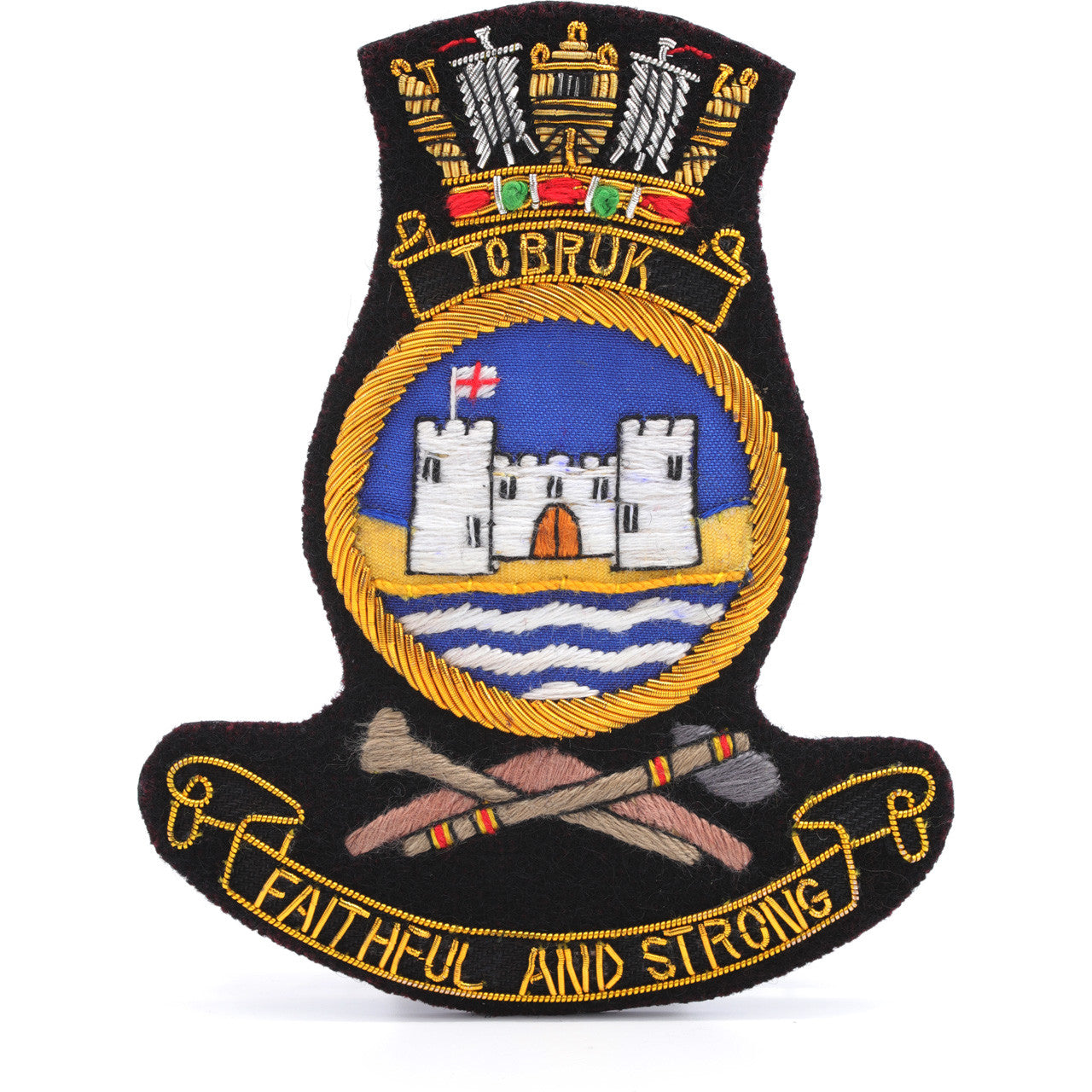 Affix a stylish HMAS Tobruk Pocket Badge Bullion to your blazer, backpack, or any piece you wish to elevate! This bullion pocket badge is the perfect way to add a subtle but special touch! www.moralepatches.com.au