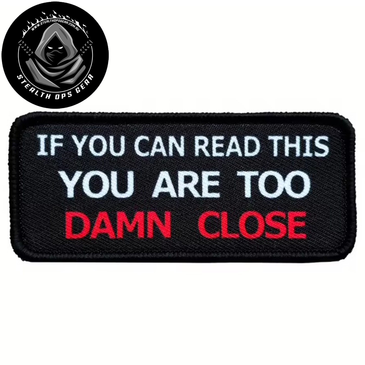 Unleash your creativity with the Hold On Embroidery Printed Patch Hook & Loop - Stealth Ops Gear! Measuring 8.5x3.6cm and featuring a beautifully embroidered design and secure hook & loop backing, this patch is a must-have for any collector. www.moralepatches.com.au