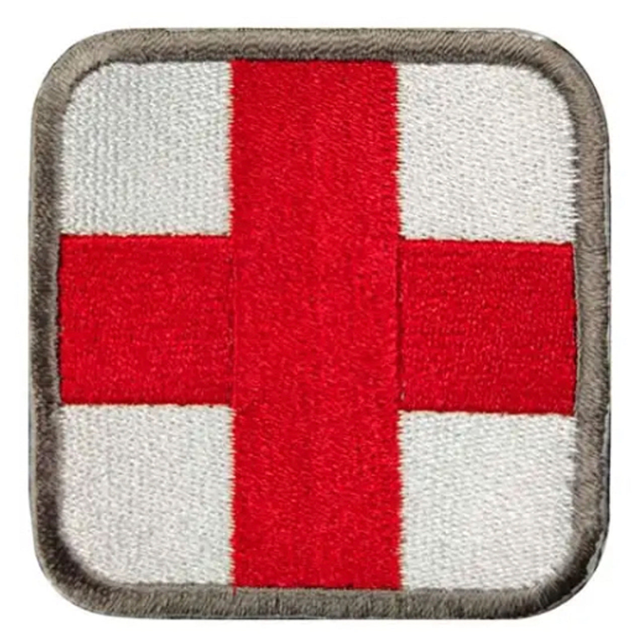 Medical Patch First Aid Grey Border Patch Hook & Loop. Size: 5x5cm HOOK AND LOOP BACKED PATCH(BOTH PROVIDED) www.moralepatches.com.au