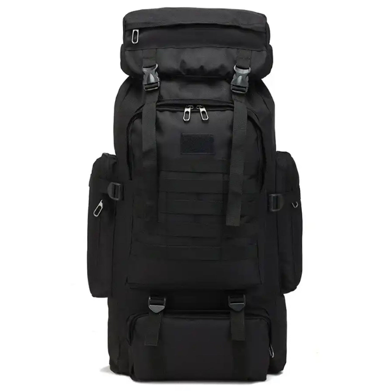 Black Backpack 70LT BY Defence Q Store 70LT capacity Flap opening Multipule pockets MOLLE grid for expanding with pouches and equipment Measures 72x34x17cm www.moralepatches.com.au
