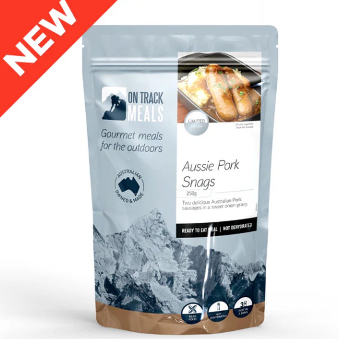 Limited edition — two tasty Aussie Pork Sausages cooked just right, smothered in a sweet onion gravy that’s packed with flavour. Perfect paired with our Pumpkin & Potato Mash or tucked into a piece of bread for a proper feed on your next outdoor adventure. www.moralepatches.com.au