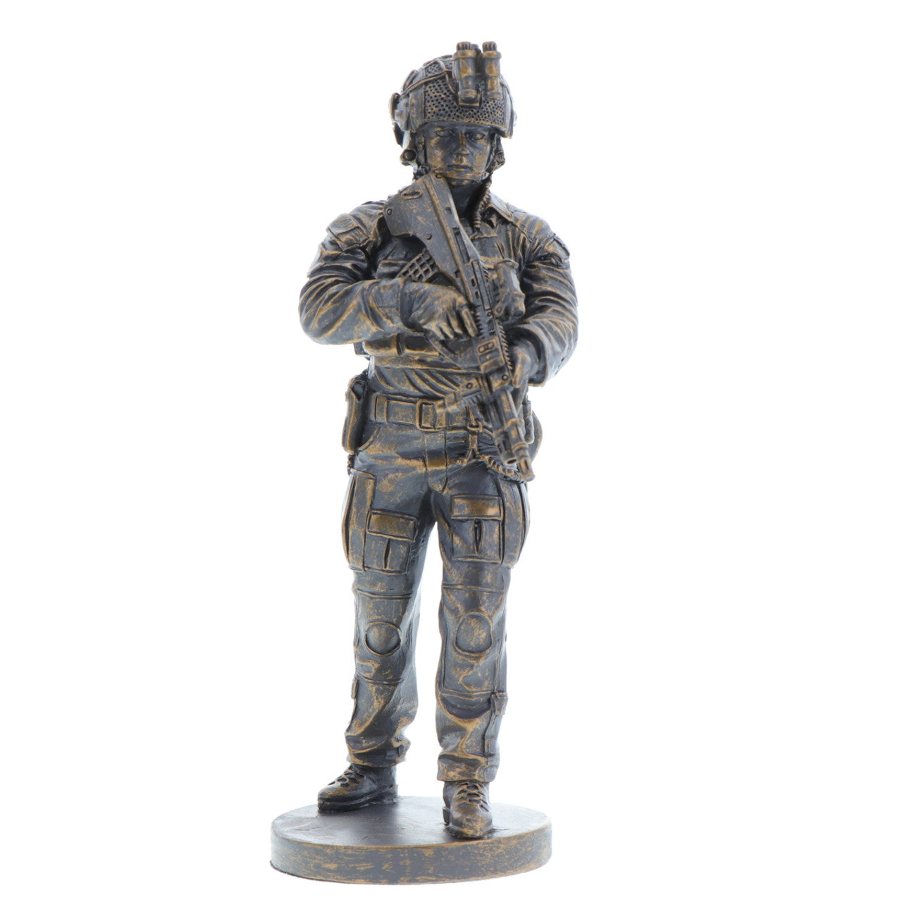 The modern Australian soldier figurine is a true representation of cutting-edge military technology used by the ADF. Standing at approximately 20cm tall, this figurine showcases the EF 88 assault rifle, an enhanced version of the F 88 Austeyr, equipped with advanced Night Fighting Equipment. www.moralepatches.com.au