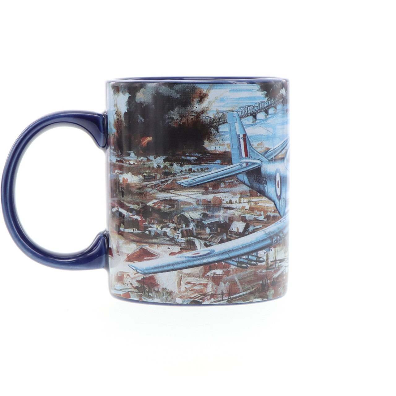 With only 1000 mugs available worldwide, it is a rare find. The mug showcases Drew Harrison's masterpiece, "Cutting the Lines," along with a schematic of the aircraft in the base. Made from durable ceramic with an easy-grip handle and scratch-resistant finish, this mug is perfect for enjoying both hot and cold beverages. www.moralepatches.com.au