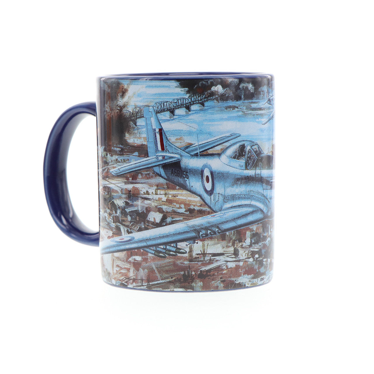 With only 1000 mugs available worldwide, it is a rare find. The mug showcases Drew Harrison's masterpiece, "Cutting the Lines," along with a schematic of the aircraft in the base. Made from durable ceramic with an easy-grip handle and scratch-resistant finish, this mug is perfect for enjoying both hot and cold beverages. www.moralepatches.com.au
