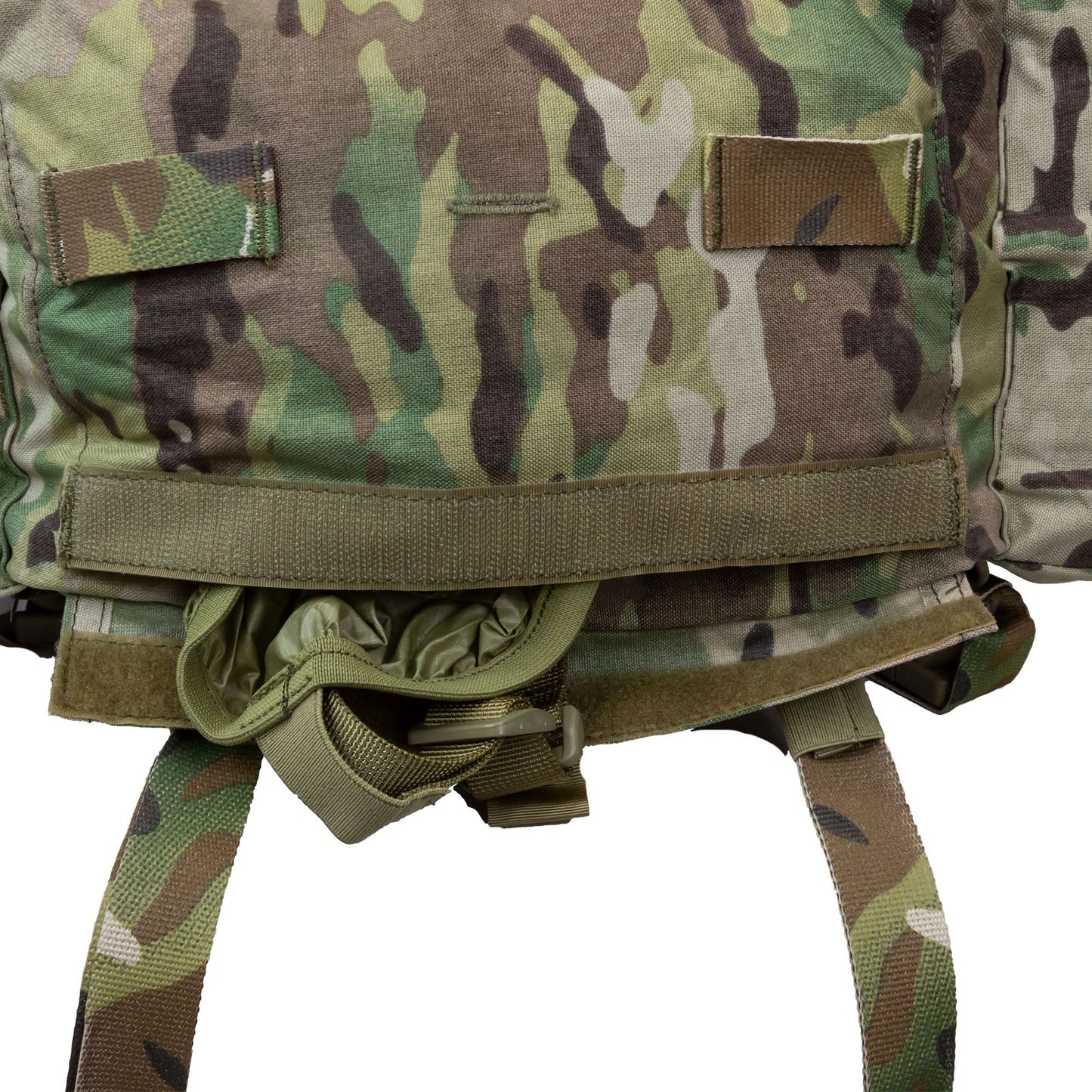 The built-in cradle in front comfortably fits a helmet or can be used as a storage compartment for clothing or other medium-size mission critical necessities. The cradle also features Velcro and non-Velcro MOLLE attachment points in front. www.moralepatches.com.au