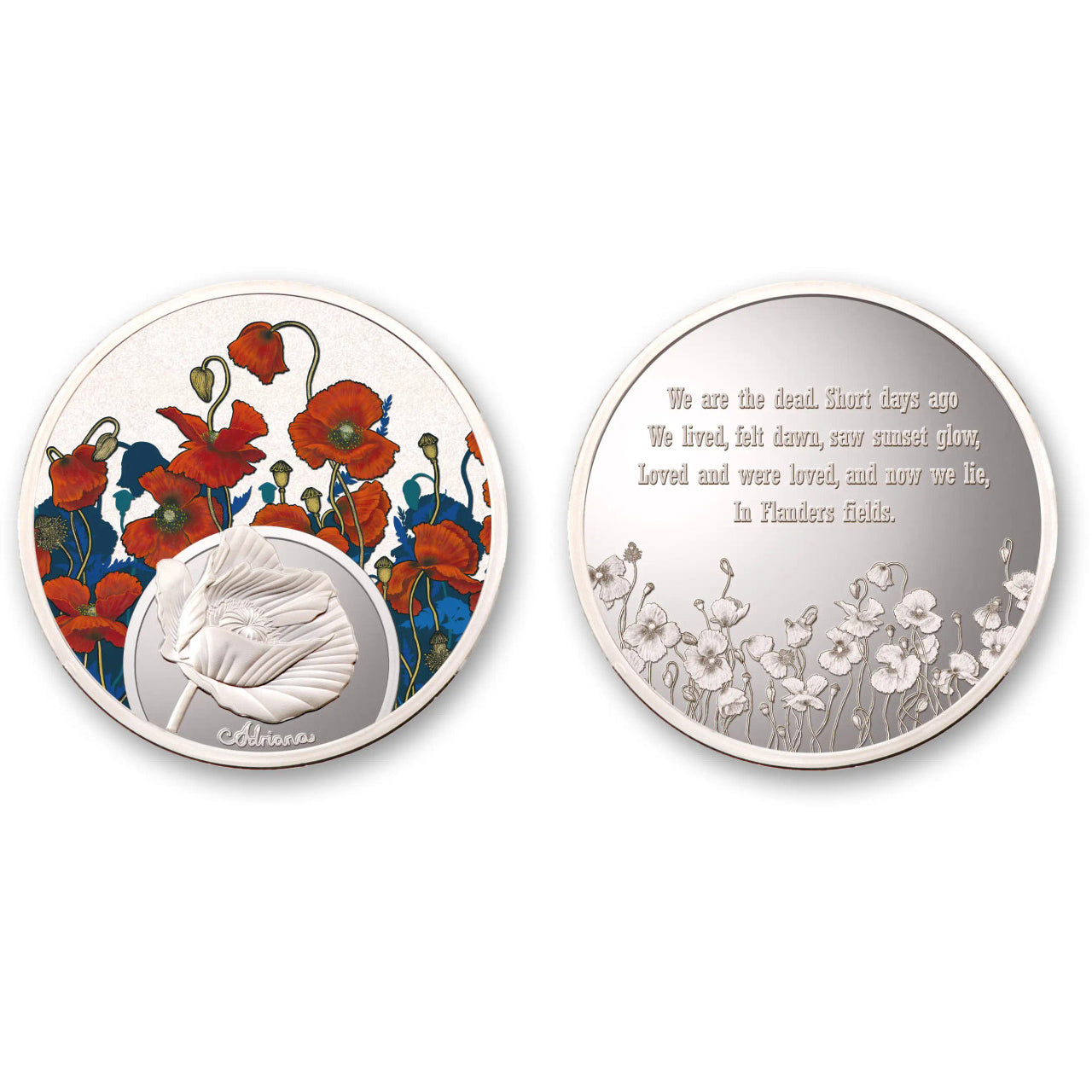 A striking medallion bringing together beautiful commemorative touches with stunning artwork to create a wonderful addition to any collection. Featuring the vibrant poppies from the moving painting by Australian artist Adriana Seserko, this beautiful medallion is a moving addition to any collection. www.moralepatches.com.au