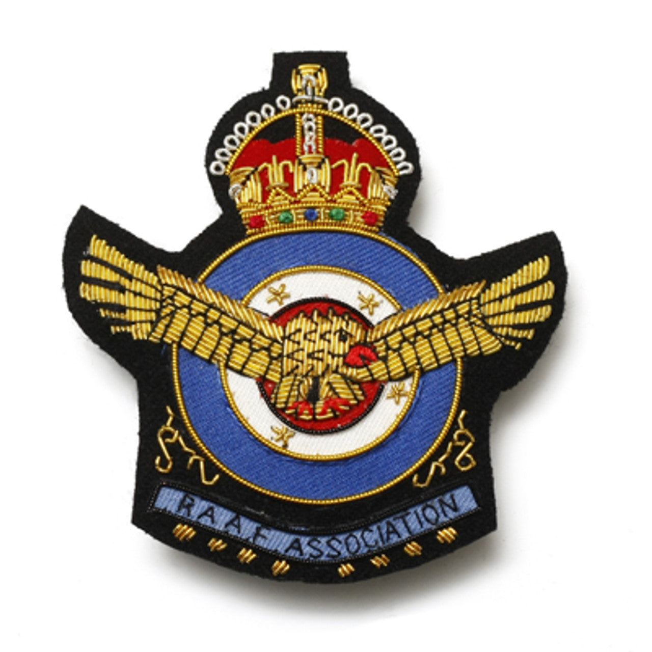 The RAAF Association Bullion Pocket Badge is the perfect accessory to add a touch of style and sophistication to your blazer, bag, or any other item you desire. This badge is a must-have for military enthusiasts and fashion-forward individuals alike. www.moralepatches.com.au