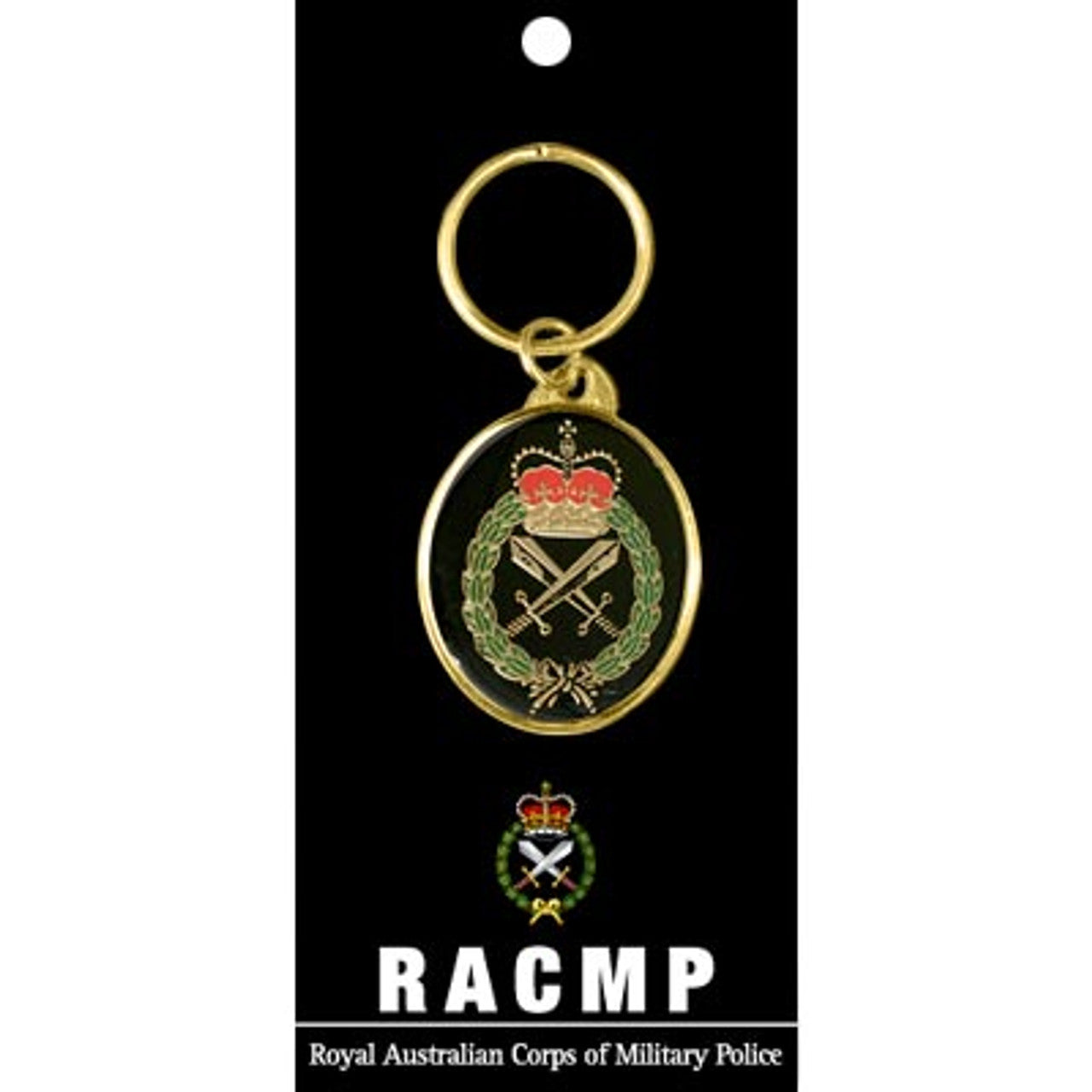 Lend a bit of bling to your keychain with this 40mm gold-plated Royal Australian Corps of Military Police (RACMP) key ring! Keep your keys organized, and your conversations lit - it's the perfect way to show off your style! www.moralepatches.com.au