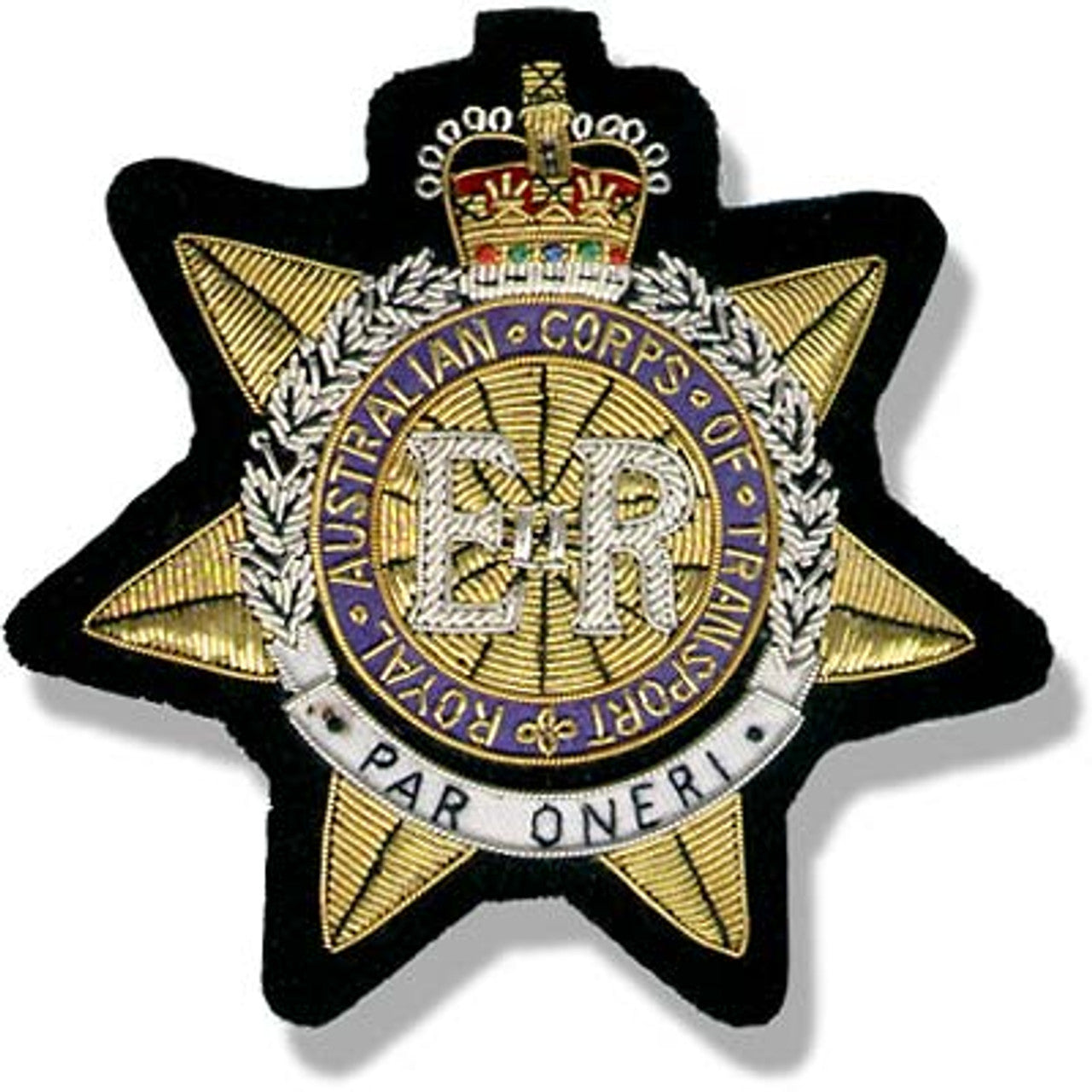 This incredible Royal Australian Corps of Transport (RACT) Bullion Pocket Badge is the perfect way to add a touch of style to your Blazer, bag, or any other spot of your choice! This stunning pin is approximately 80x80mm and stays securely in place with three butterfly catches on the back. www.moralepatches.com.au