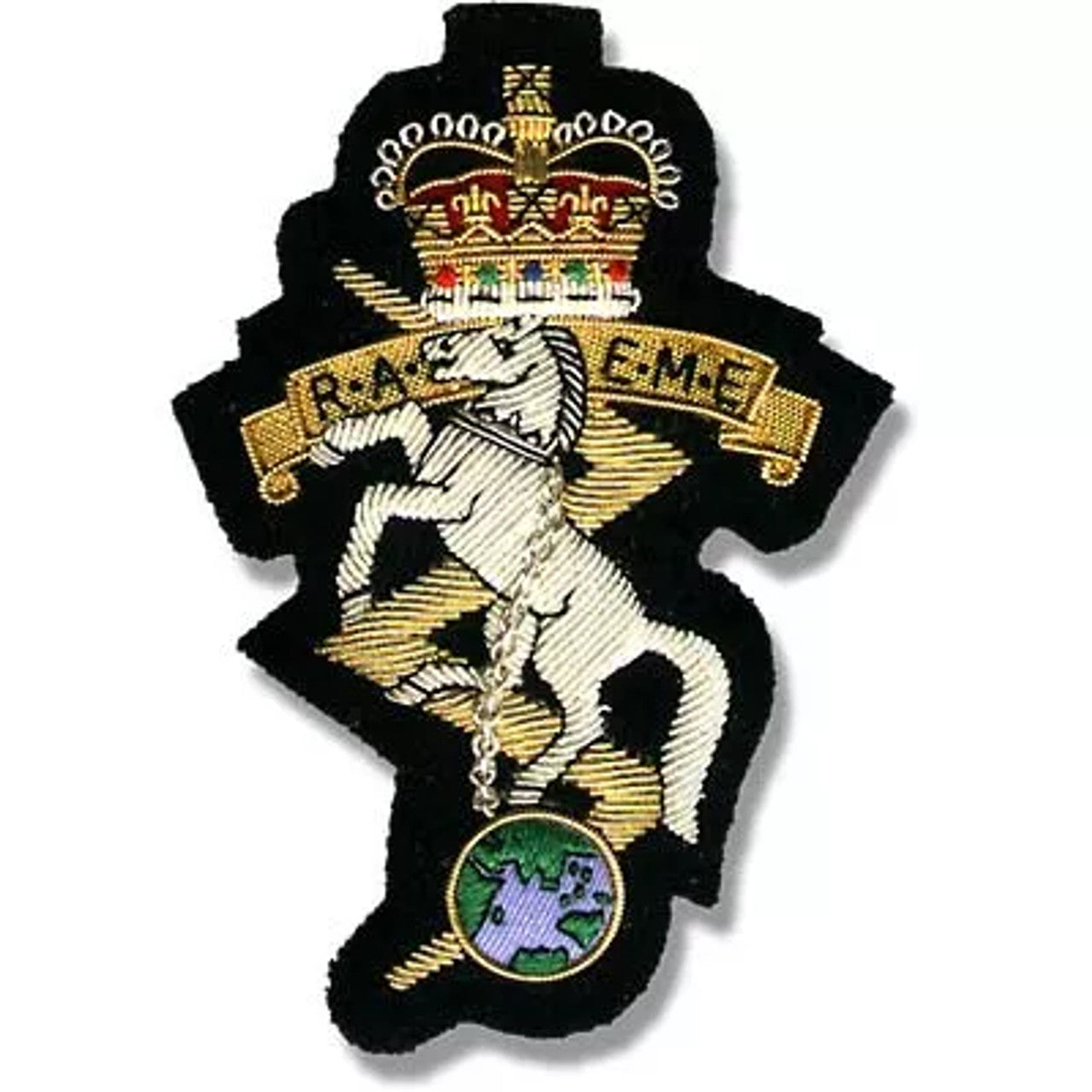 Celebrate proud service with this sleek RAEME Bullion Pocket Badge! Perfectly sized to adorn your blazer, bag, or any other place you choose, this 80 x 80mm badge securely fastens with 3 butterfly catches and will become your go-to token of pride. www.moralepatches.com.au