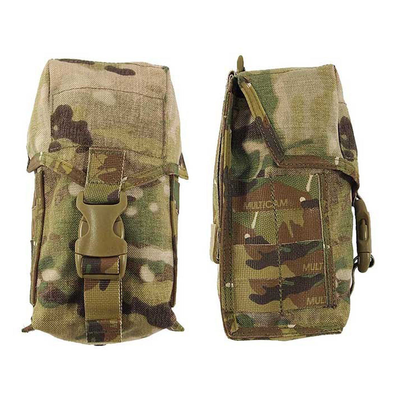 This pouch is large enough to hold a one litre water bottle with it's cups canteen attached. Closes with a single Fastex clip backed up by a Velcro patch to securely hold any items in place. Drainage grommet at bottom for water operations. Requires three MOLLE columns for attachment. DIMENSIONS (CM)= W-11, H-22, D-10 NSN 8465-66-158-4547 www.moralepatches.com.au