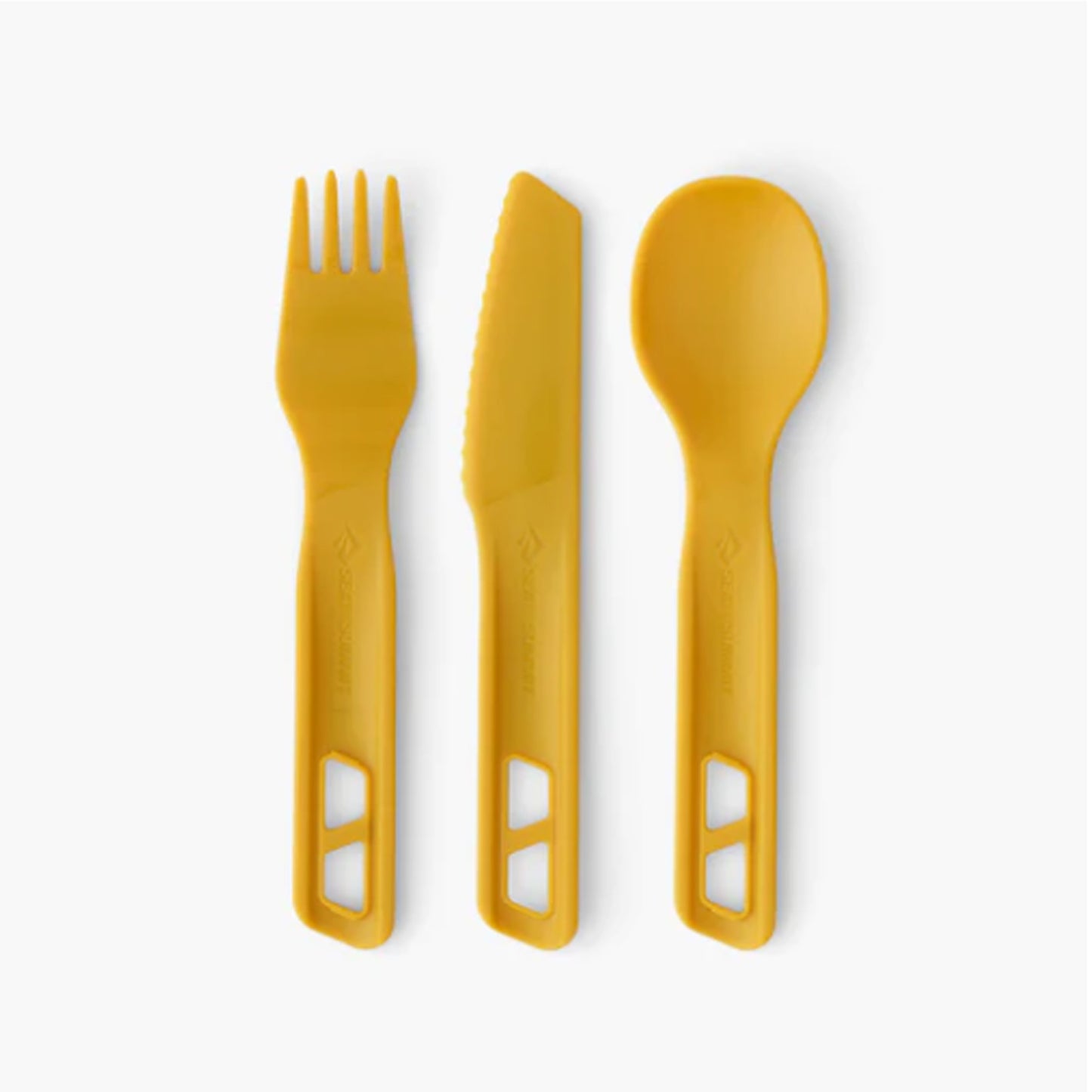 Light, strong and functional, the Passage Cutlery Set features an ergonomic Knife, Fork and Spoon. The handles can be snapped together for transport; or two handles can be connected in opposite directions to create a long spork or spoon. Built of EU food-grade fibreglass-reinforced polypropylene, Passage Cutlery is designed to fit into our Frontier cookware. www.moralepatches.com.au