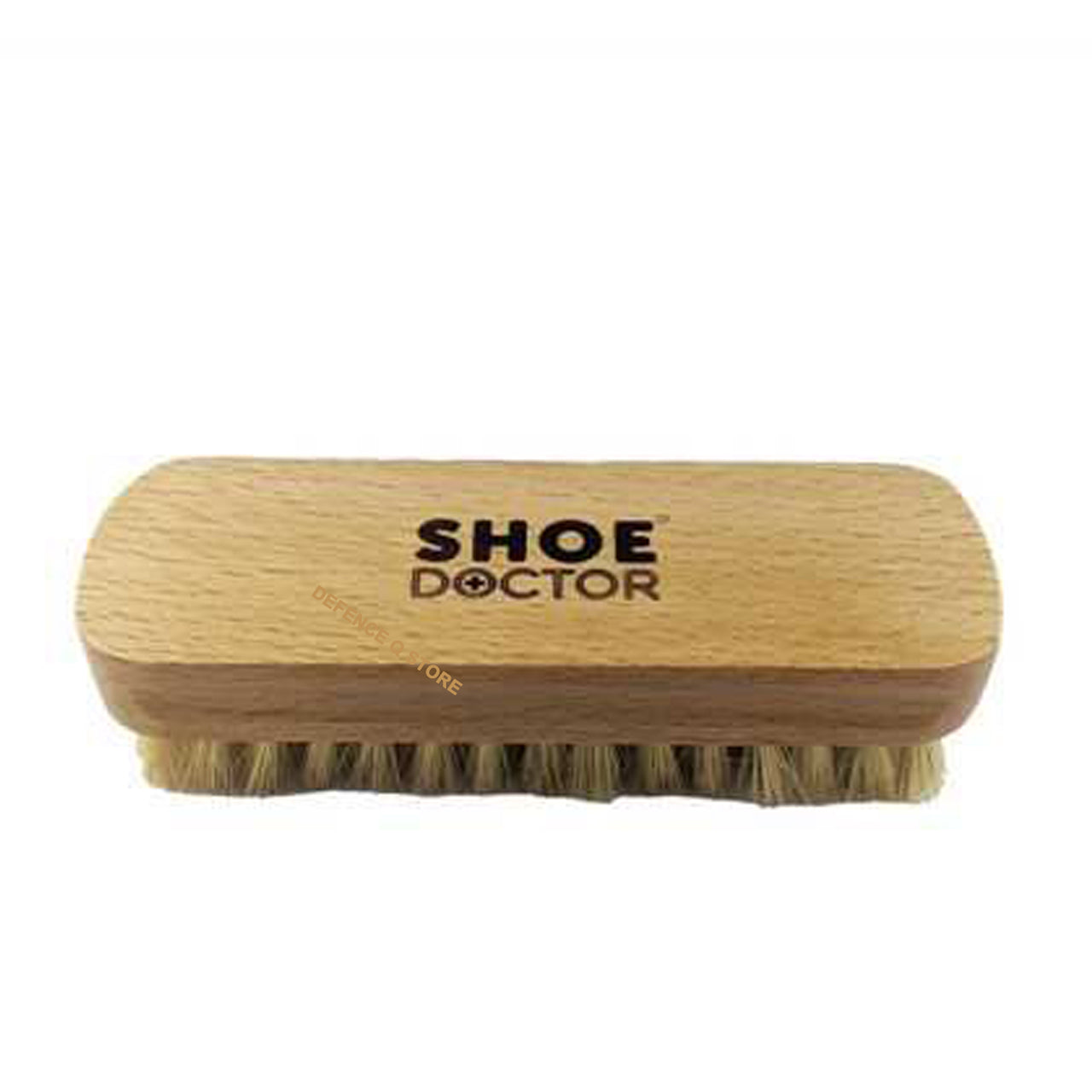 Shoe Doctor Shoe Brush with Natural Animal Bristles. Natural coloured bristles suited to any colour polish. Varnished and made from Beech Timber. This brush contains dense tufts of natural fibre bristles to provide maximum buffing! Size: 123mm x 40mm x 37mm. www.moralepatches.com.au
