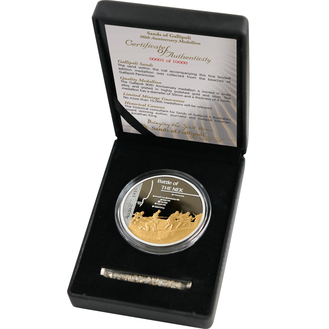 Each box includes a vial of authentic Gallipoli sand and a numbered certificate of authenticity. Don't miss your chance to own a piece of history, as only 10,000 sets of each individual medallion will be released. www.moralepatches.com.au