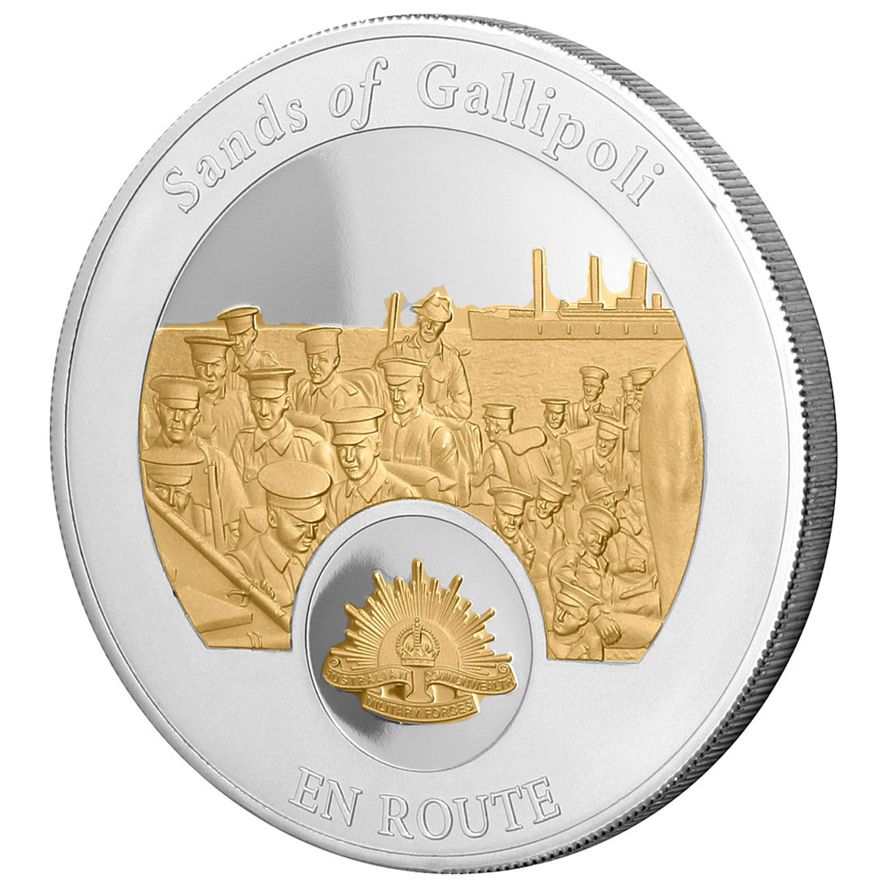 Colour: Gold, silver Material: Minted from brass alloy, finished in highly polished gold and silver plate Measurement: Medallions: 50mm x 4.5mm, Case: 195mm (W) x 245mm (H) x 30mm (D) Volume: Limited to 2,500 releases www.moralepatches.com.au