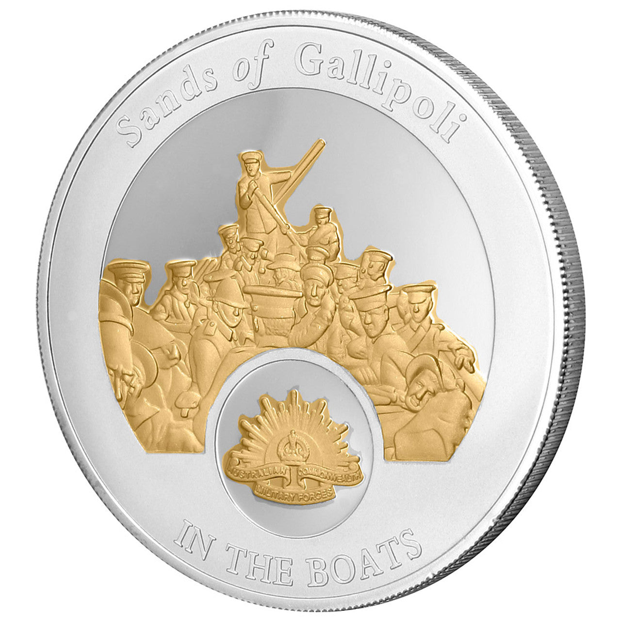 Colour: Gold, silver Material: Minted from brass alloy, finished in highly polished gold and silver plate Measurement: Medallions: 50mm x 4.5mm, Case: 195mm (W) x 245mm (H) x 30mm (D) Volume: Limited to 2,500 releases www.moralepatches.com.au